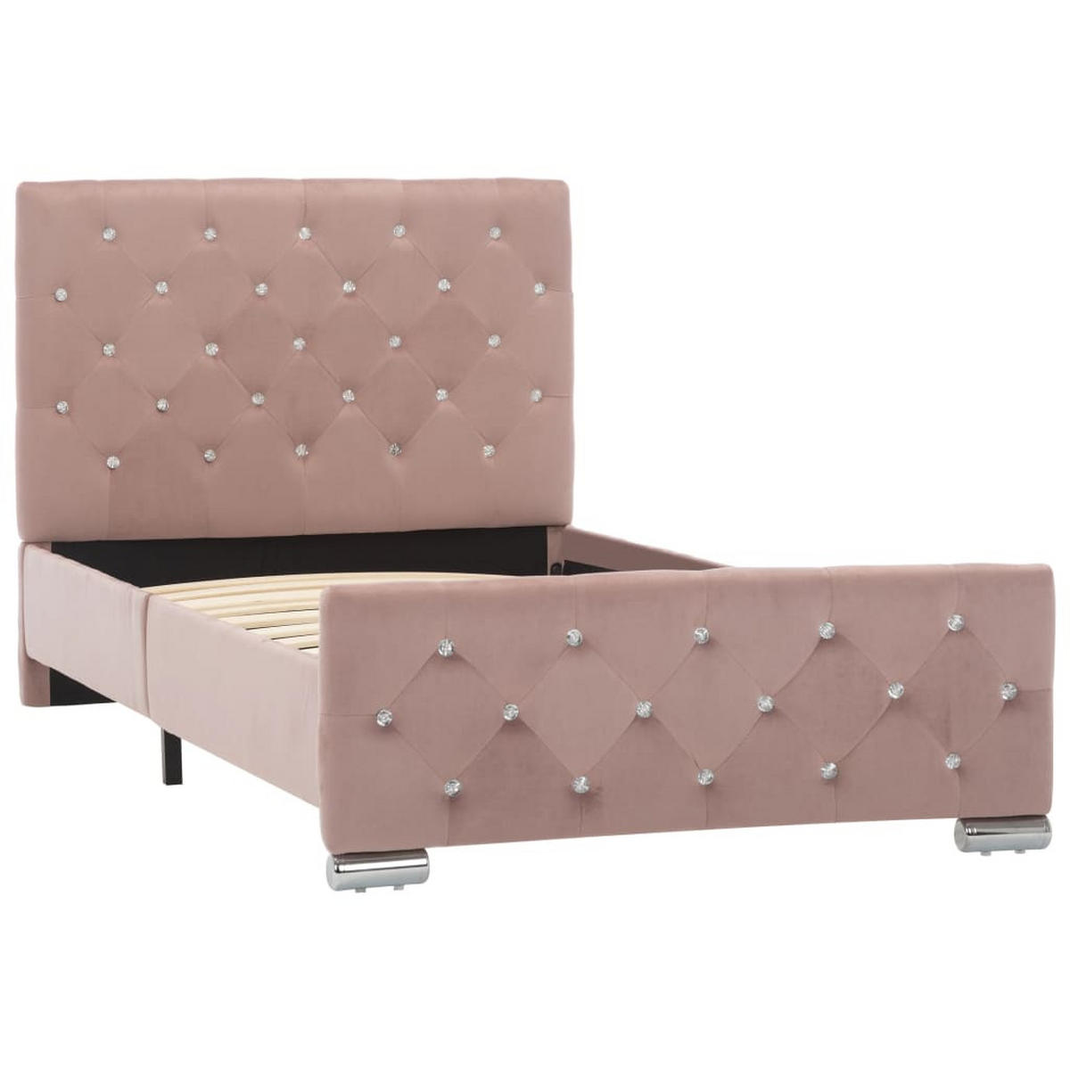 BETTGESTELL Rosa Samt 90/200 Cm - Rosa, Naturmaterialen (90/200cm) - vidaXL