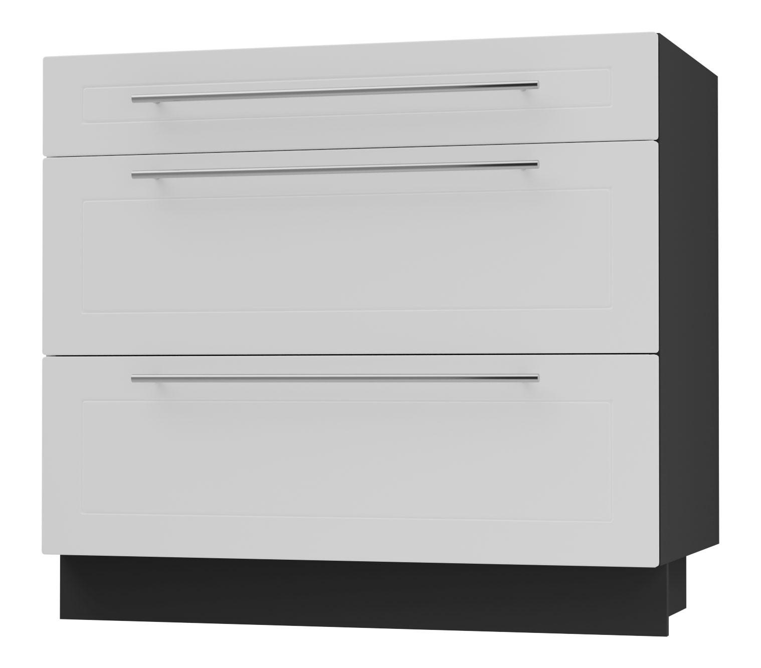 SCHUBLADENUNTERSCHRANK Kvantum D3A/90 90 / 50 / 82cm - Schwarz/Weiß, Holz/Holzwerkstoff (90/82/50cm) - Feldmann-Wohnen