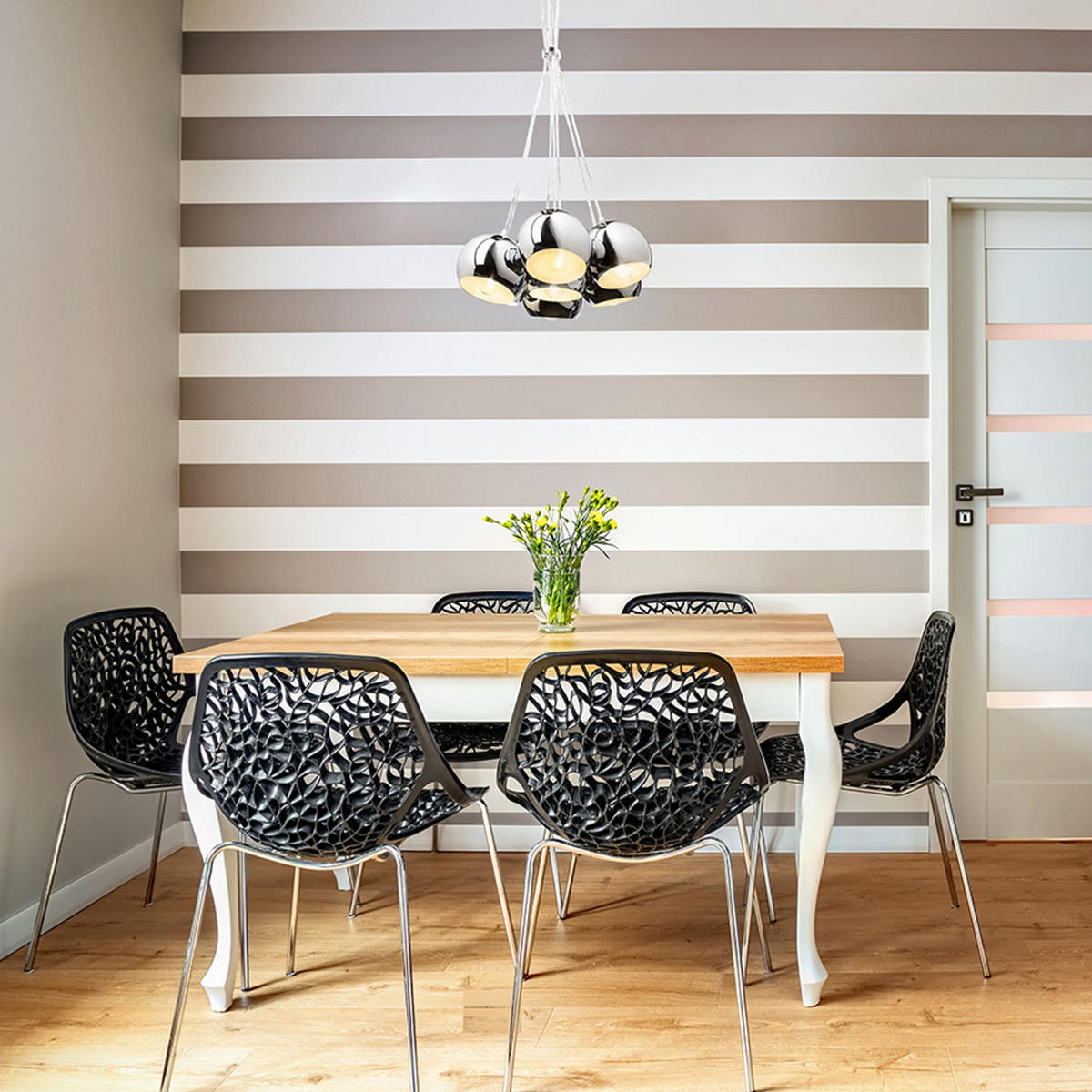 PENDELLEUCHTE ASTROMET VII Chrom 77 W - Chromfarben, Metall (30/30/120cm) - Rendl