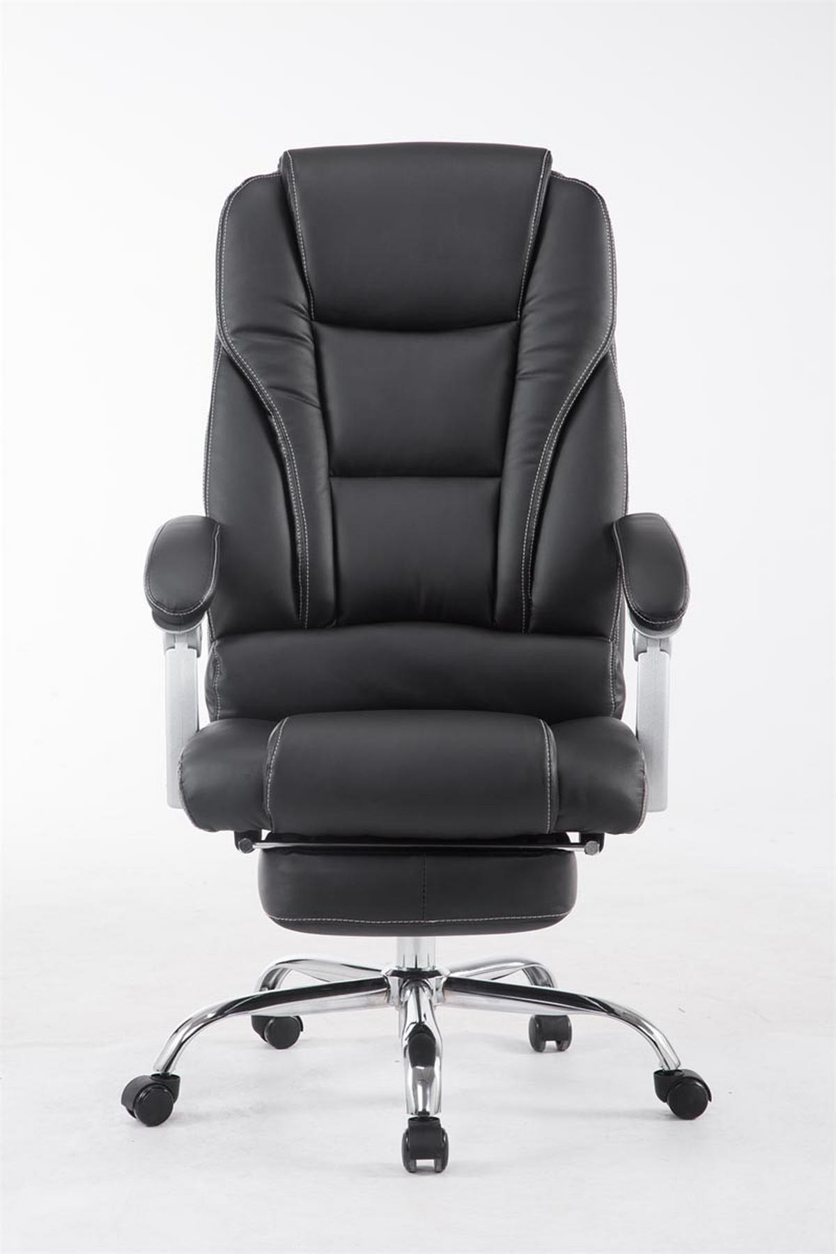 CHEFSESSEL Lederlook schwarz - Chromfarben/Schwarz, Textil/Metall (68/118/64cm) - CLP