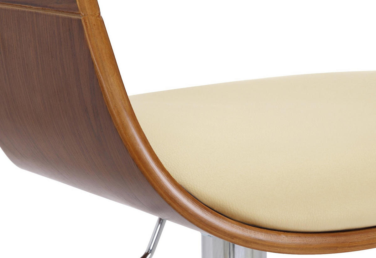 BARHOCKER Kingston 88-102 cm walnuss/creme - Creme, Leder (50/88/48cm) - furnicato