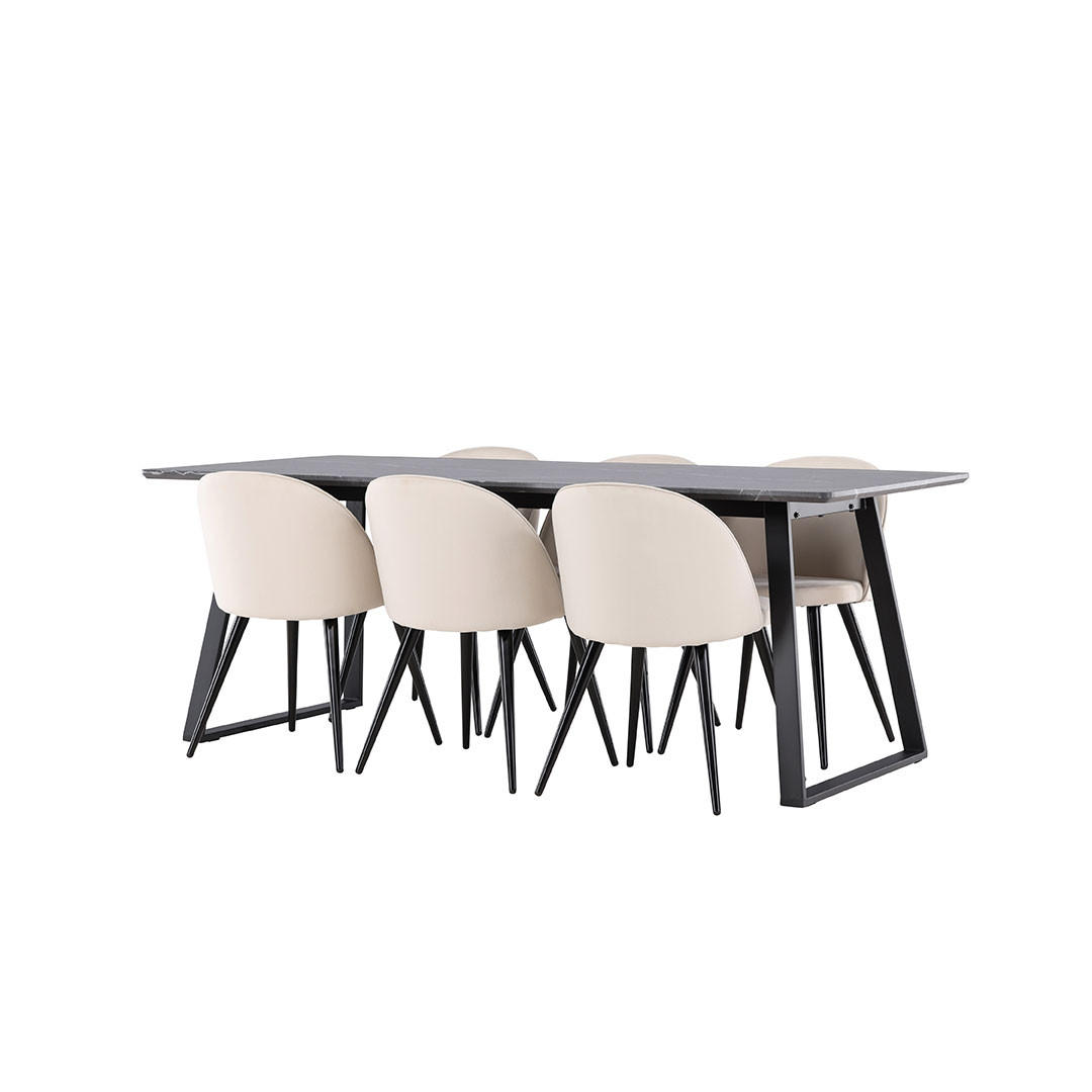 TISCHGRUPPE velour beige - Beige, Holzwerkstoff (200/75/90cm) - ebuy24