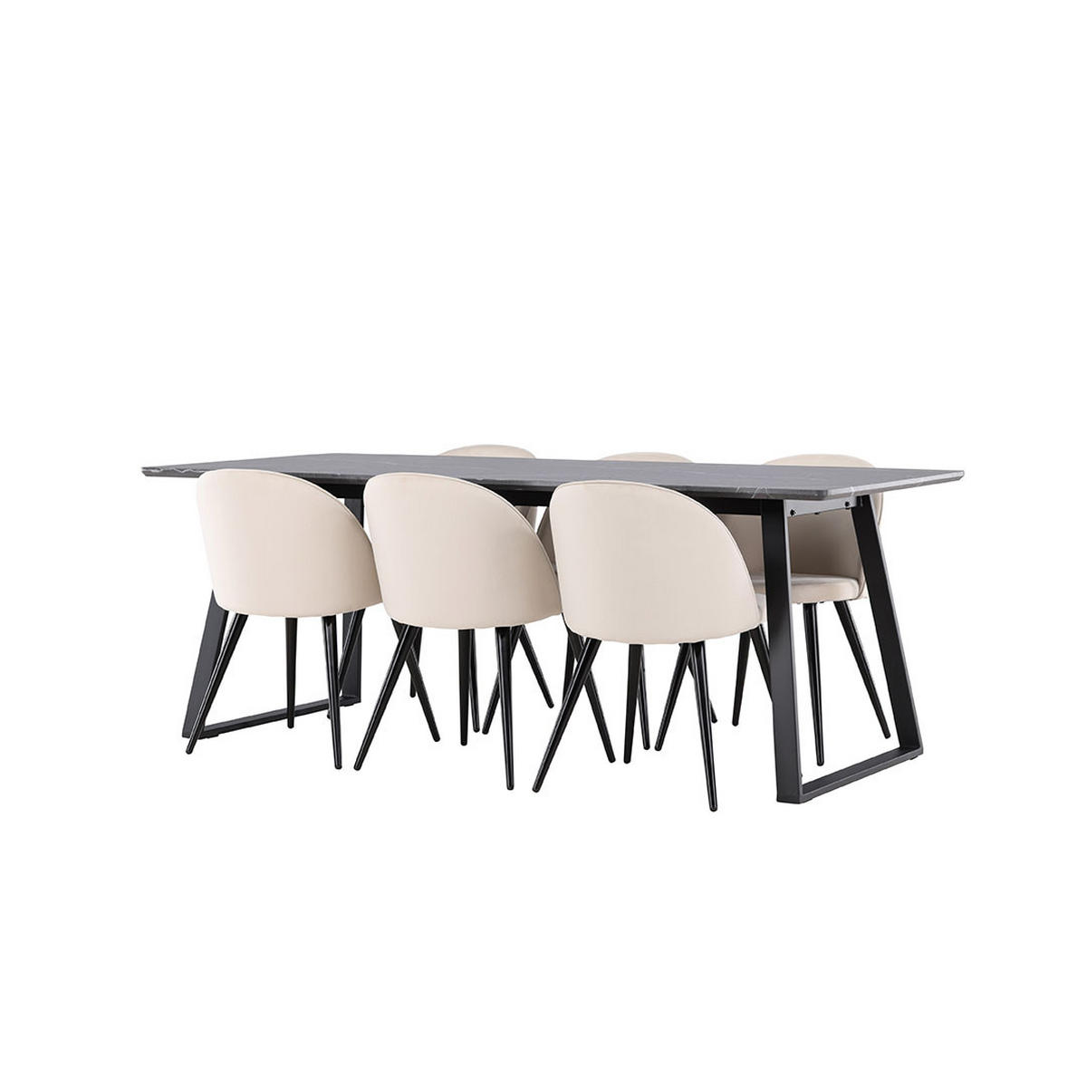 TISCHGRUPPE velour beige - Beige, Holzwerkstoff (200/75/90cm) - ebuy24