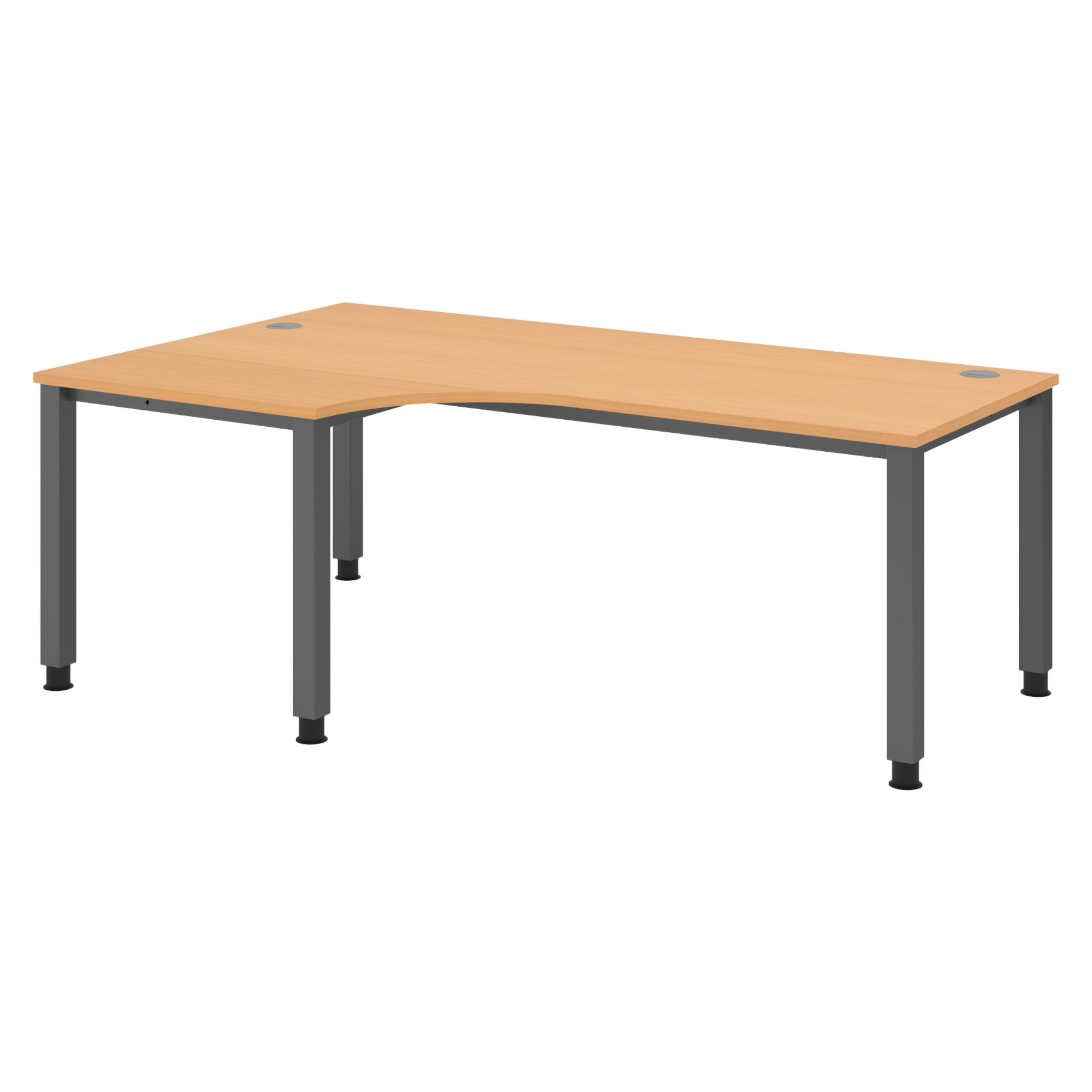SCHREIBTISCH Serie-Q Gestell: Graphit 120/200/74 cm in Buchefarben - Buchefarben, Holzwerkstoff (120/200/74cm) - bümö