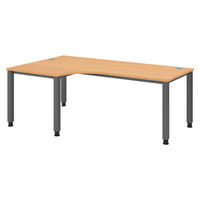 SCHREIBTISCH Serie-Q Gestell: Graphit 120/200/74 cm in Buchefarben - Buchefarben, Holzwerkstoff (120/200/74cm) - bümö
