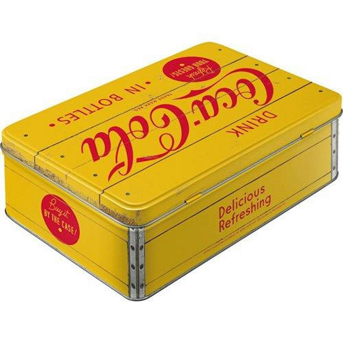 VORRATSDOSE flach Coca-Cola Logo Yellow - Multicolor, Metall (23/7/16cm) - Nostalgic-Art