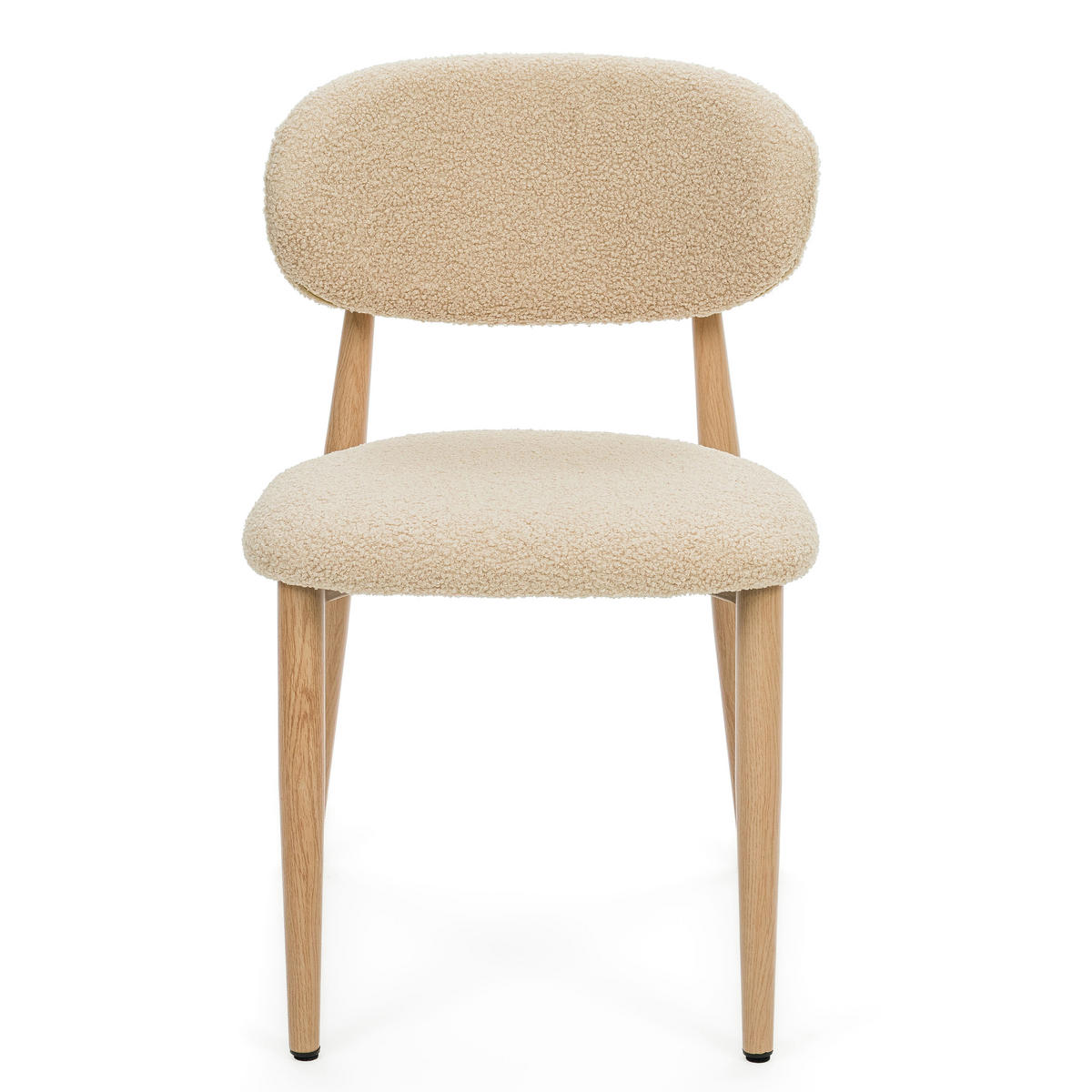 STUHL ALMO gepolstert Beine in Holzoptik - dunkelbeige - Boucle - Champagner/Eichefarben, Textil/Metall (47/77/54cm) - NEW HOME