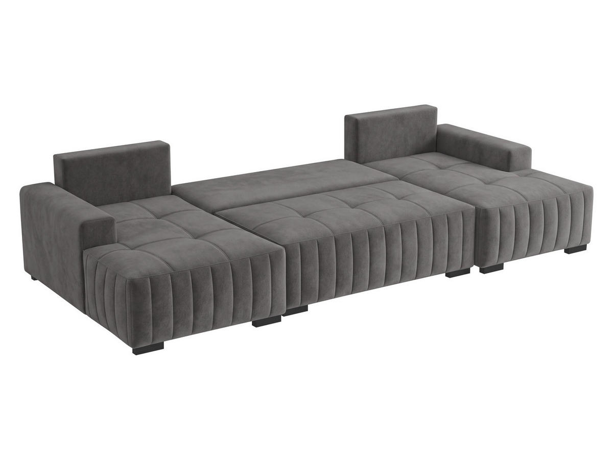 CANAPEA ÎN FORMĂ DE U Hugo U - maro/gri, material textil/lemn (310/85/140cm) - MIRJAN24