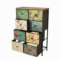 STOFFKOMMODE Vintage mit 8 Schubladen 67.5/30/100 cm Rustikal-Braun - Braun, Holzwerkstoff (67.5/100/30cm) - Creahappy