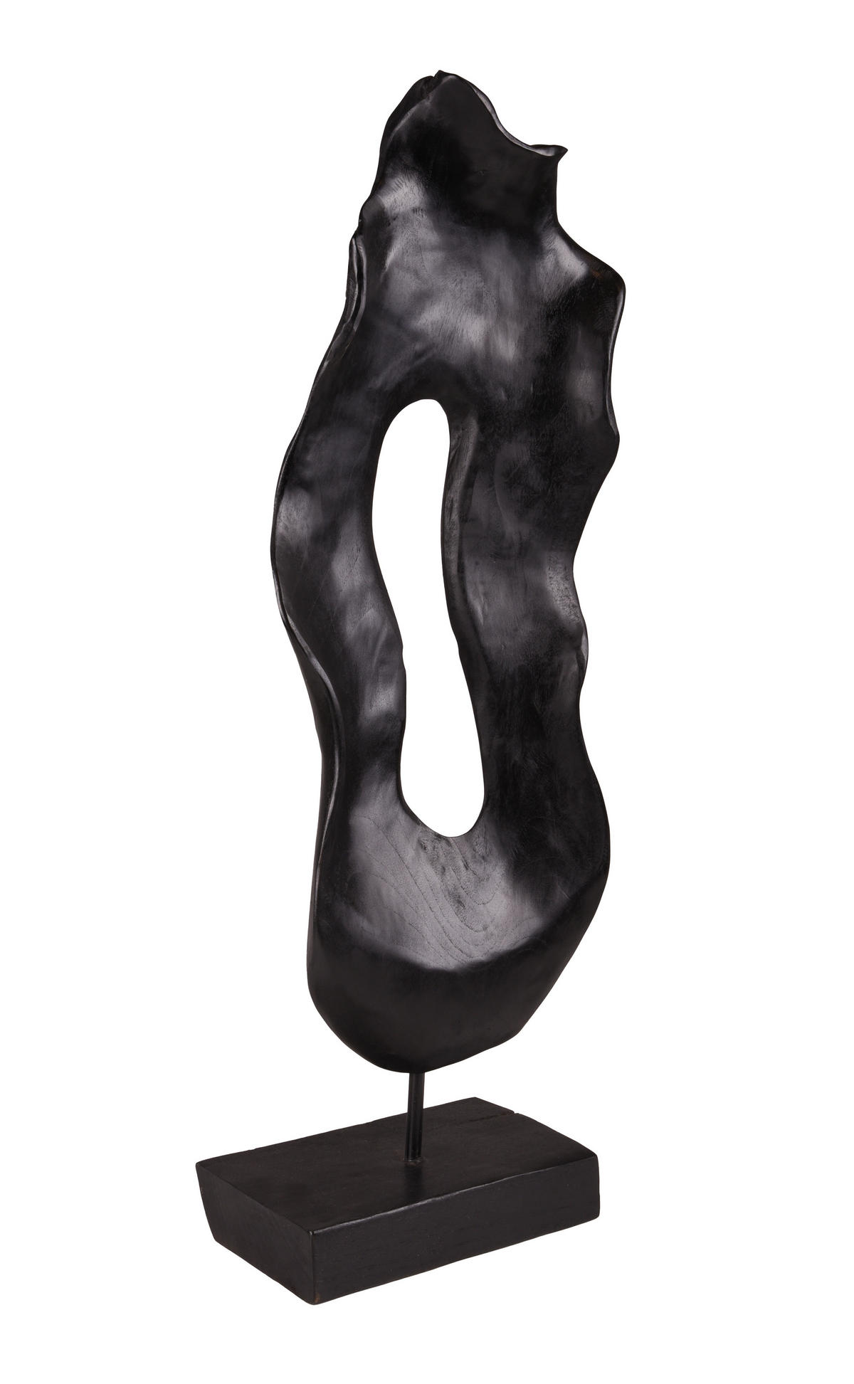 DEKO-SKULPTUR NOÉ Teak Schwarz 78x14x33cm - Schwarz, Holz (14/78/33cm) - DELUKE