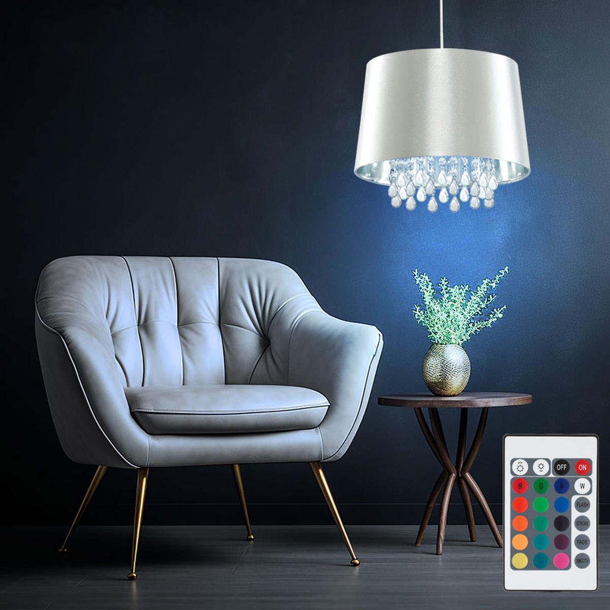 LED HÄNGELEUCHTE Kristall Silber Metall - Silberfarben, Metall (32/32/153cm)