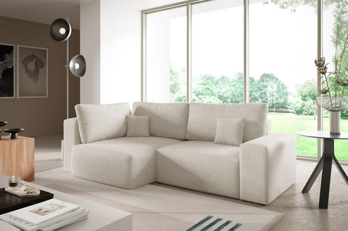 ECKSOFA Arona Mit Schlaffunktion - Creme, Holzwerkstoff/Textil (148/253cm) - Fun Möbel