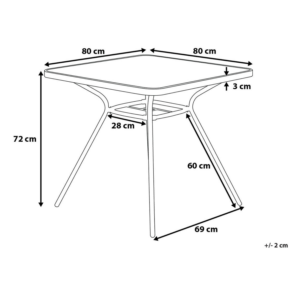 GARTENTISCH Stahl schwarz 80/80 cm Livo - Schwarz, Metall (80/80/72cm) - Beliani