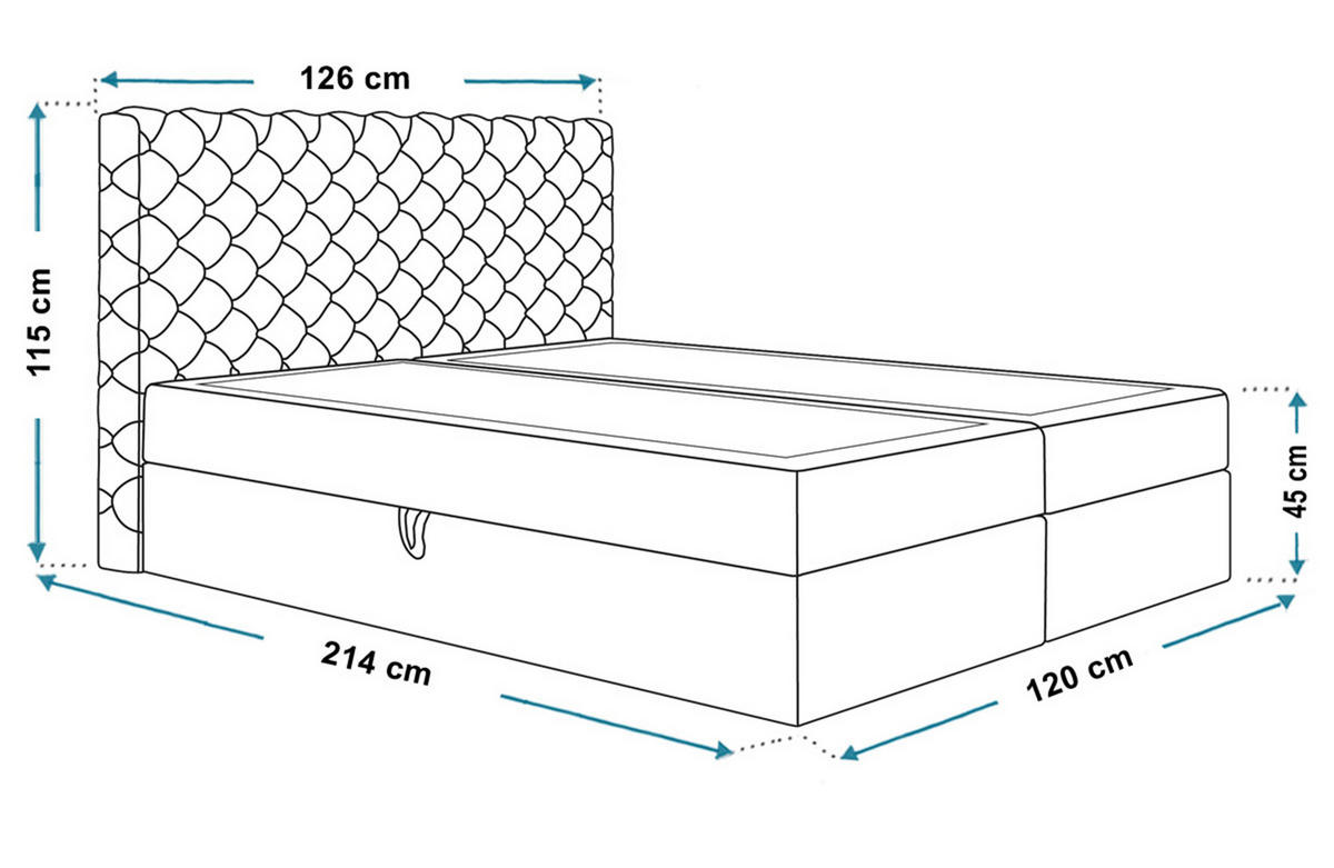 BOXBETT Bonio VIII 120/200 cm in Hellgrau – mit Bettkasten und Topper - Hellgrau/Schwarz, Holz/Holzwerkstoff (120/200cm) - AX Living