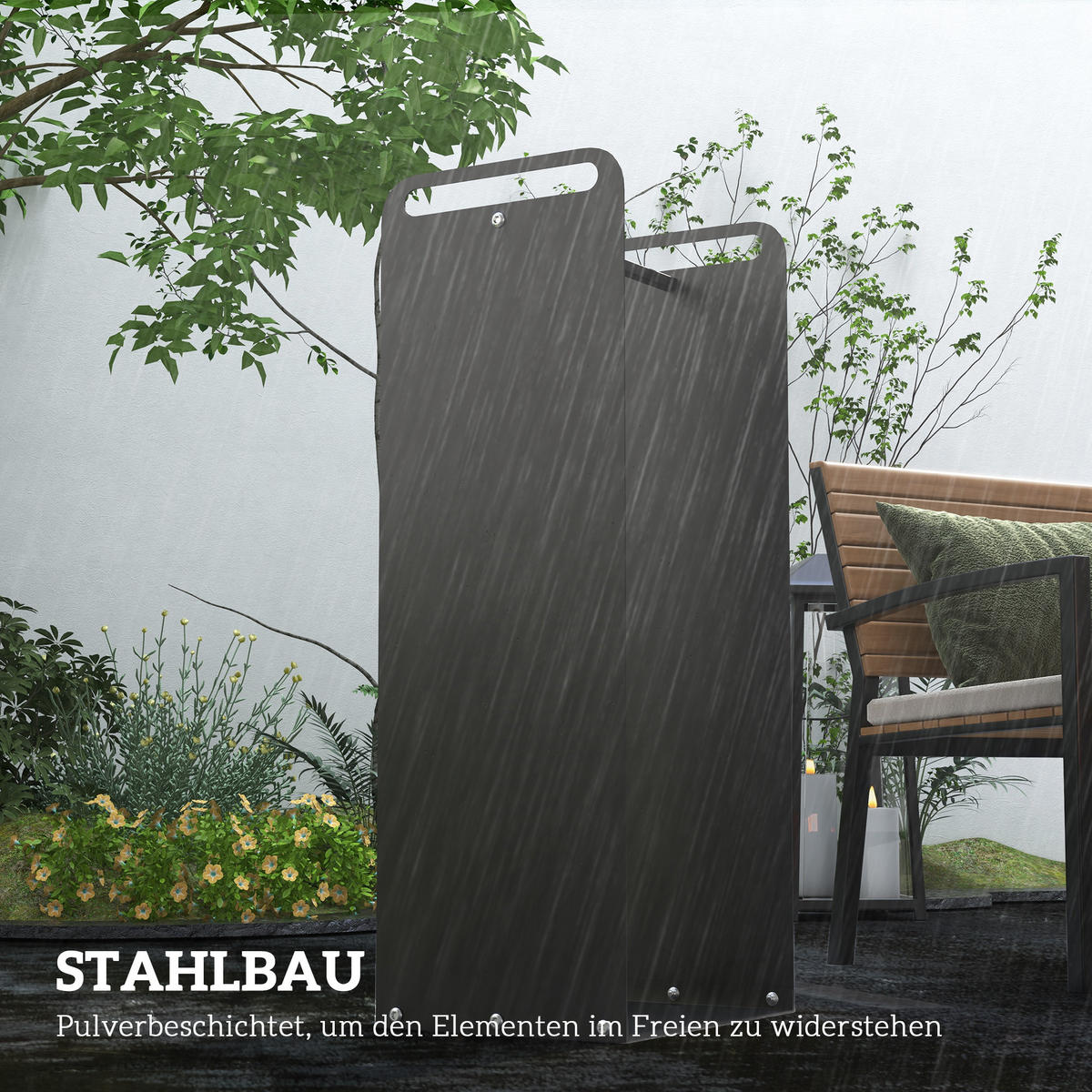 KAMINHOLZREGAL bis 30 kg - Schwarz, Metall (30/90/36cm) - Outsunny
