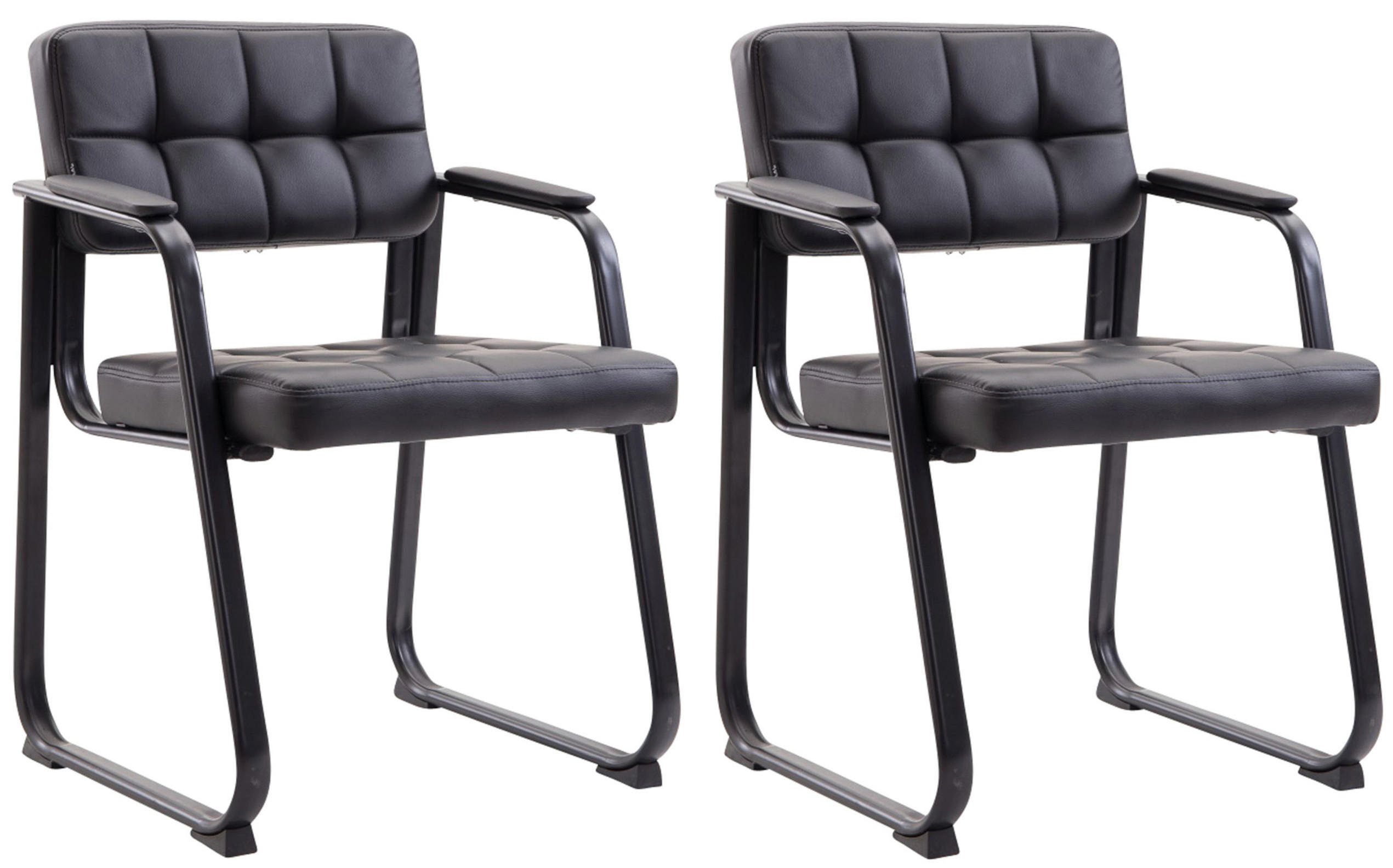 BESUCHERSTÜHLE Canam - 2er Set Kunstleder schwarz - Schwarz, Textil/Metall (59/84/58cm) - TPFLiving