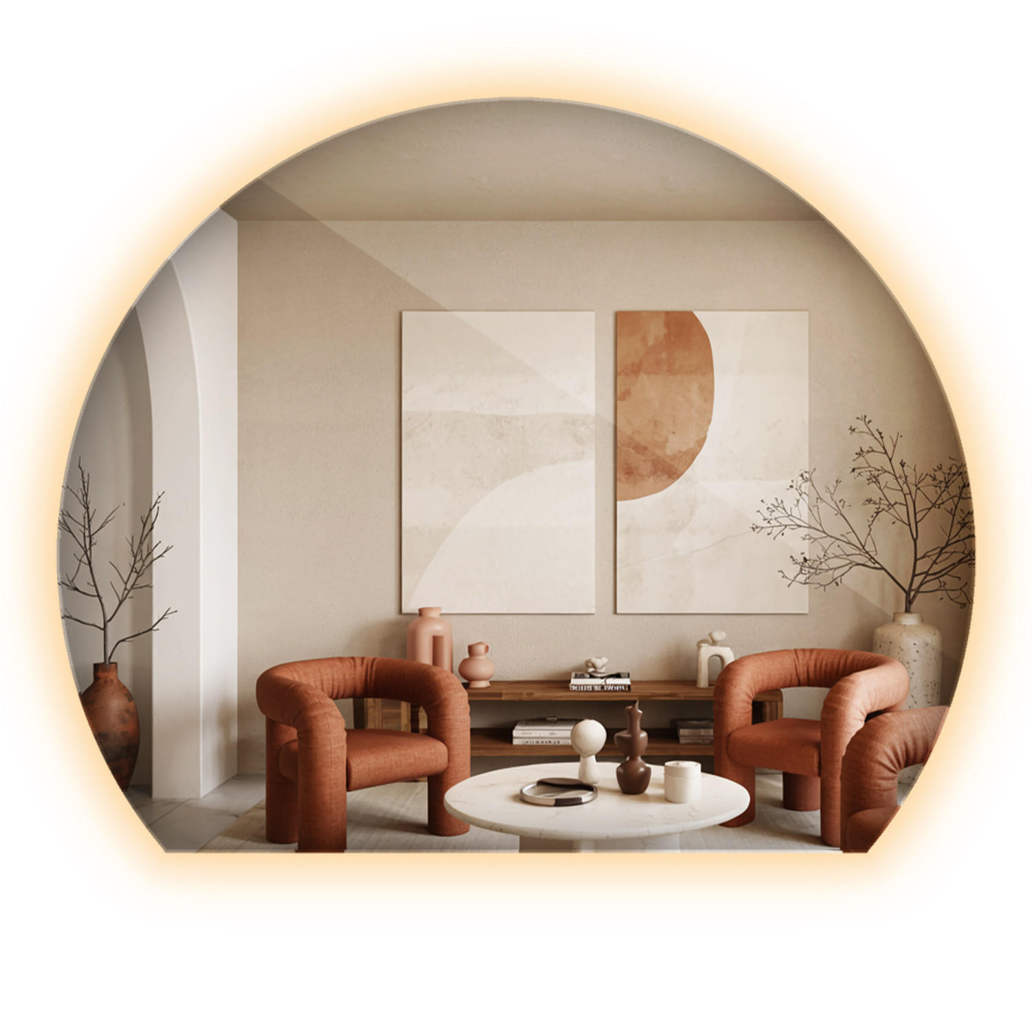 LED-SPIEGEL 90 x 74 cm unregelmäßig - Gelb, Glas (74/90/0.4cm) - ArtPrintCave