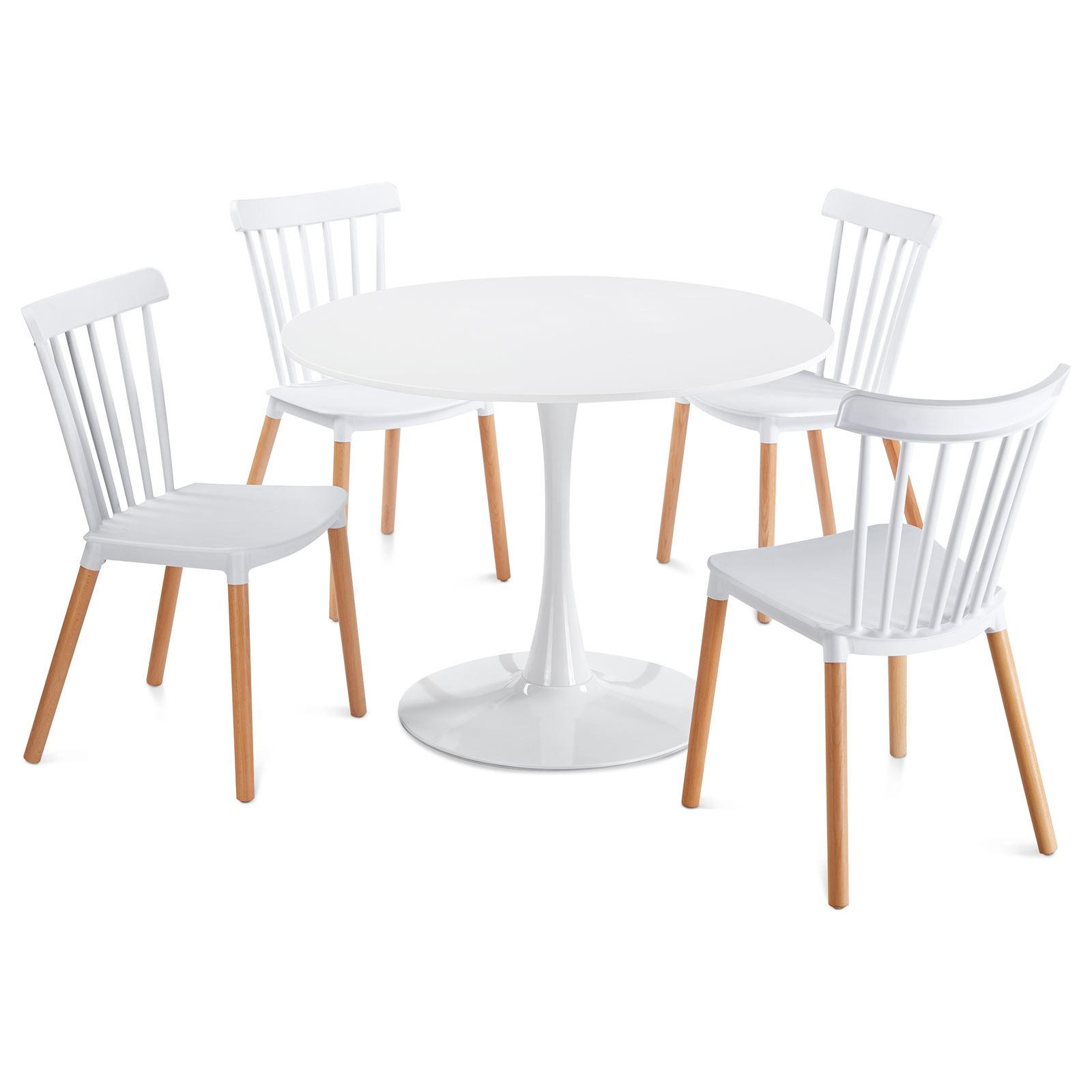 ESSGRUPPE LOIRE/RAVI 5er Set weiß - Weiß, Holzwerkstoff/Metall - IDIMEX