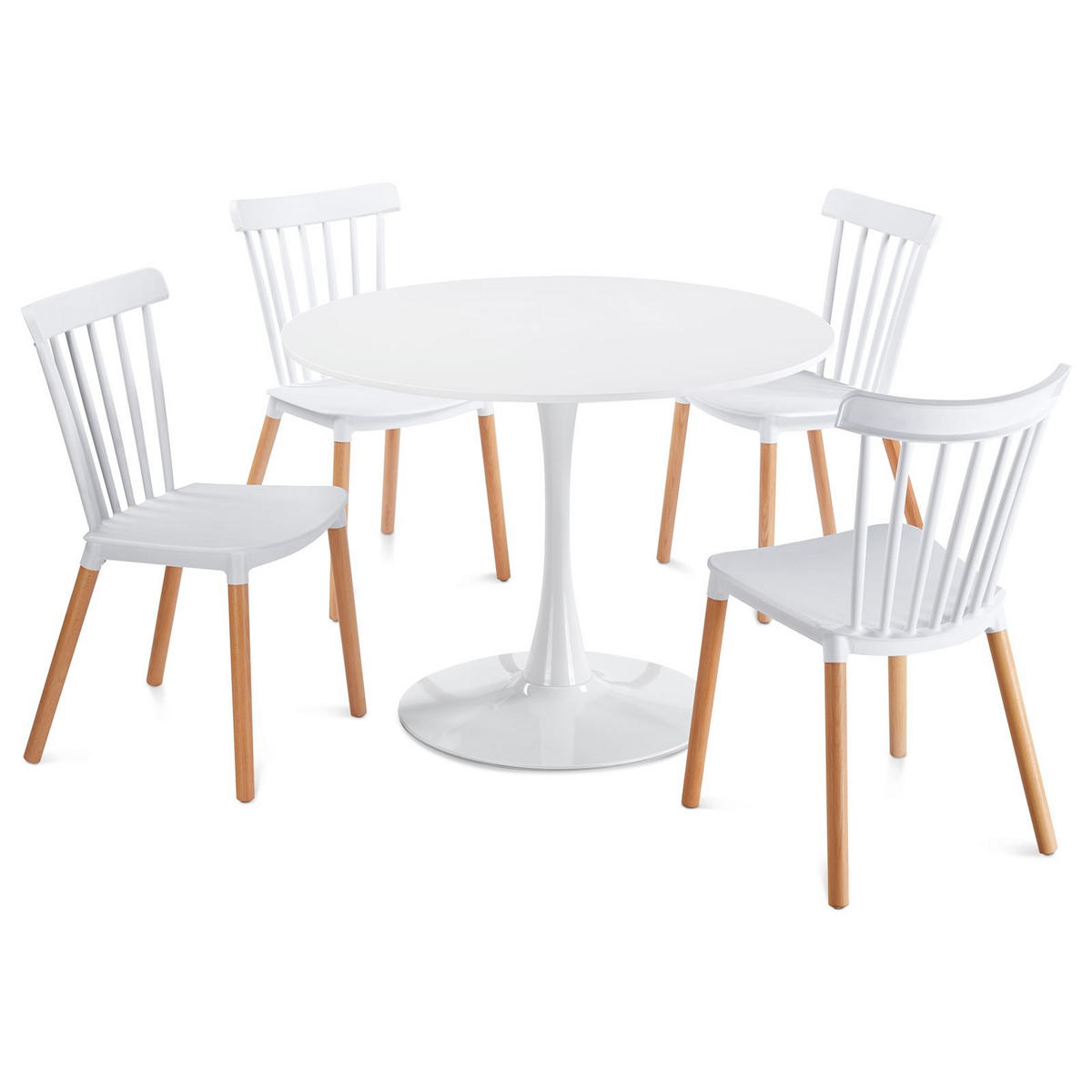 ESSGRUPPE LOIRE/RAVI 5er Set weiß - Weiß, Holzwerkstoff/Metall - IDIMEX