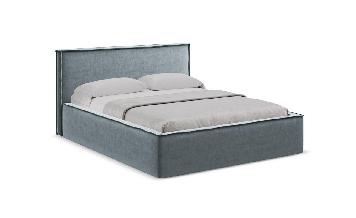 POLSTERBETT mit Bettkasten und Lattenrost 180x228 Blau - Blau/Schwarz, Kunststoff/Textil (160/200cm) - Makamii