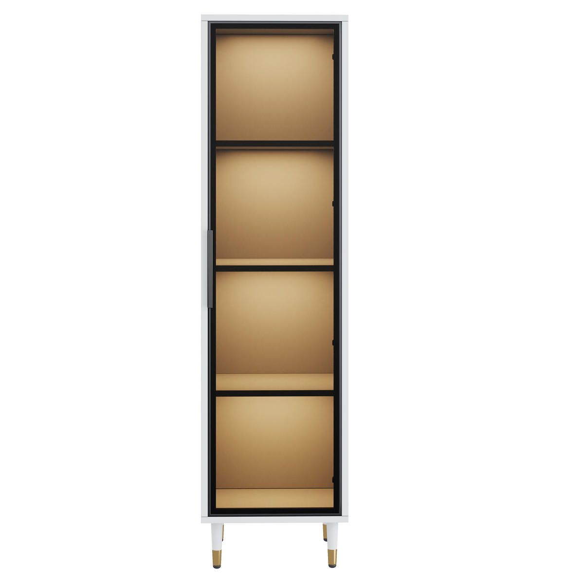 HIGHBOARD mit LED-Beleuchtung 40/40/170 cm in Weiß mit getönter Glastür - Weiß, Holzwerkstoff (40/170/40cm) - BEAOK