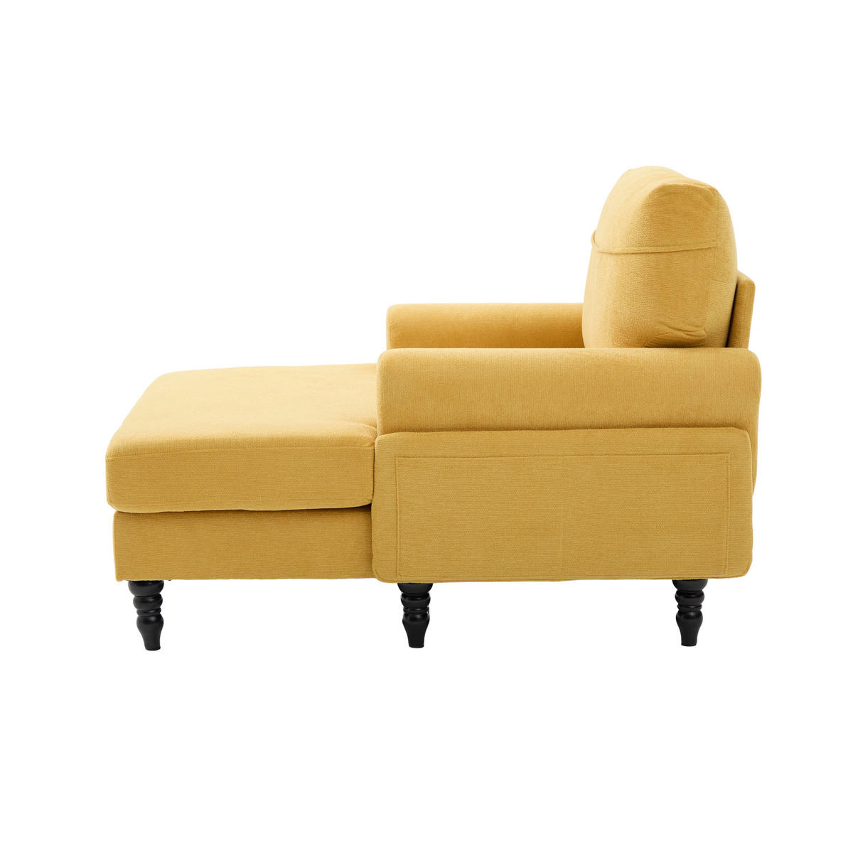 RELAXSESSEL Liege,hochdichte Polsterung,Seitentaschen,Chenille,Gelb - Gelb, Textil (97/86/125.5cm) - LVHOM
