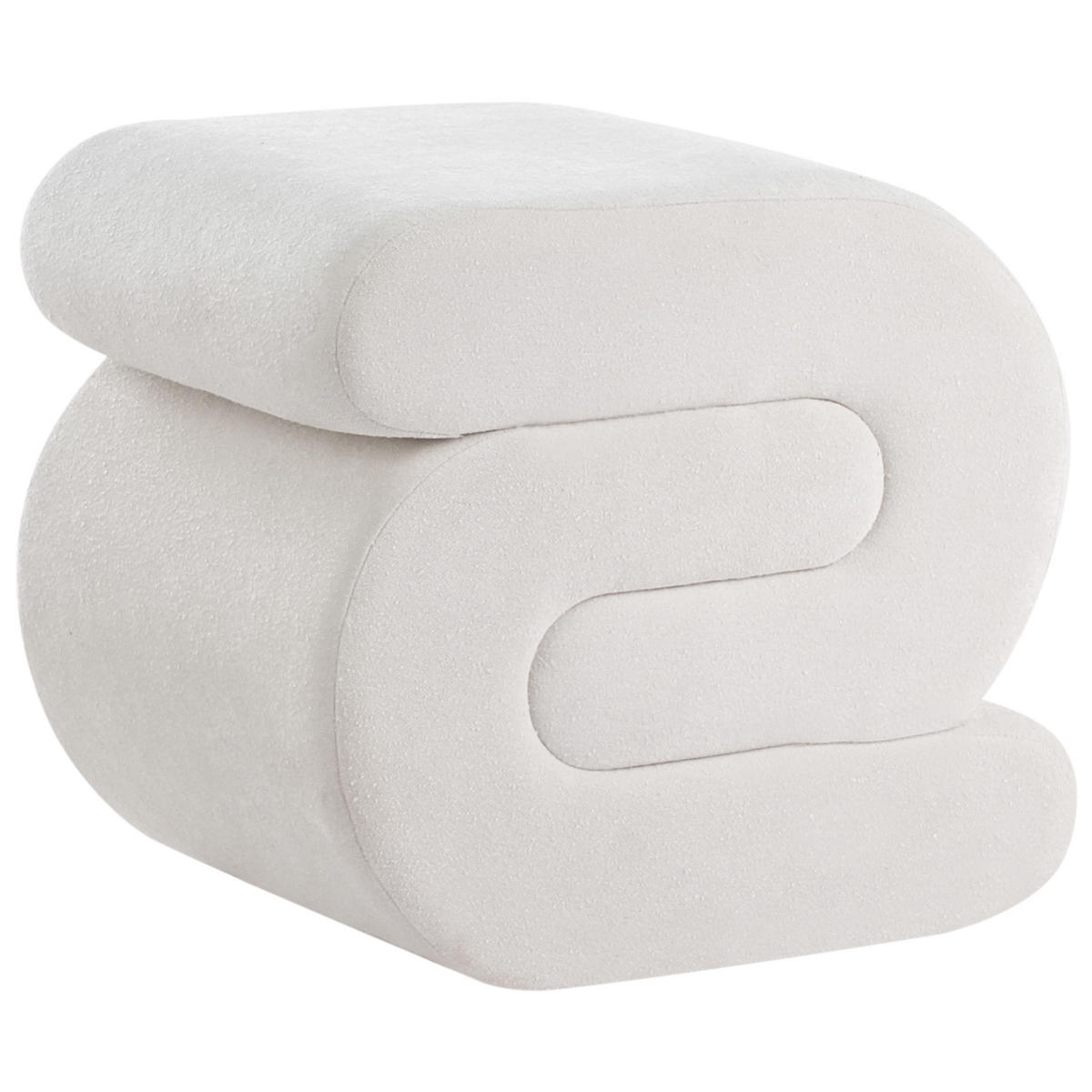 POUF Chenillegewebe Cremeweiß Arcadia - Weiß, Textil (45/48/50cm) - Beliani
