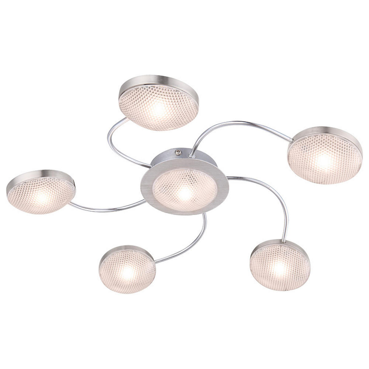 LED DECKENLEUCHTE TINA Nickel Matt Silber - Silberfarben, Metall (43/43/6cm) - Globo Lighting