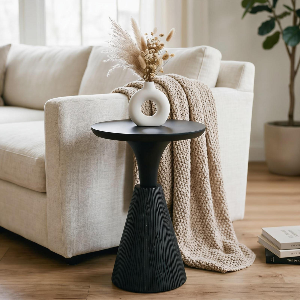 BEISTELLTISCH BHIMA schwarz - Schwarz, Holz (40/40/56cm) - IDIMEX