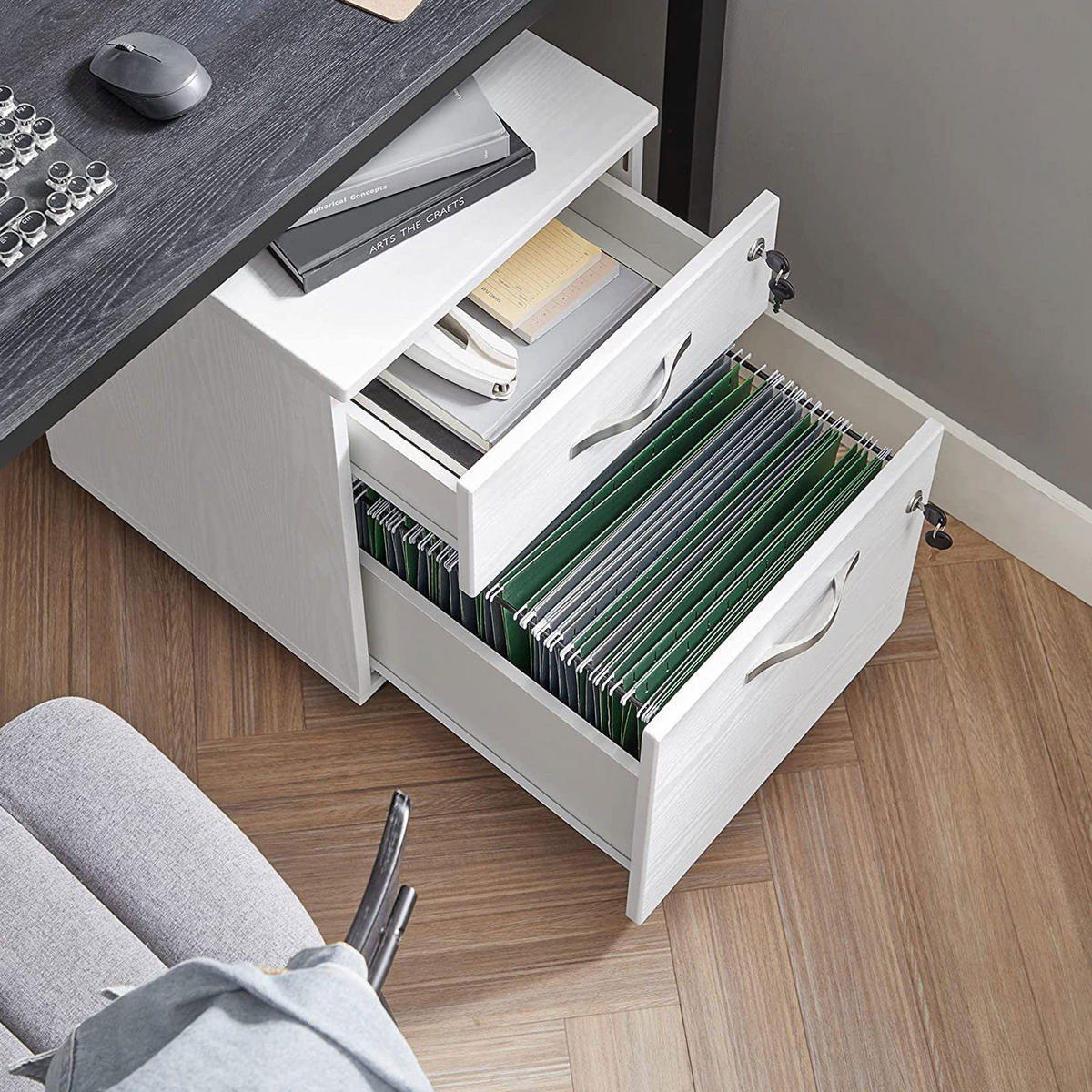 ROLLCONTAINER - Weiß, Holzwerkstoff (40/55/44cm) - Hansiro