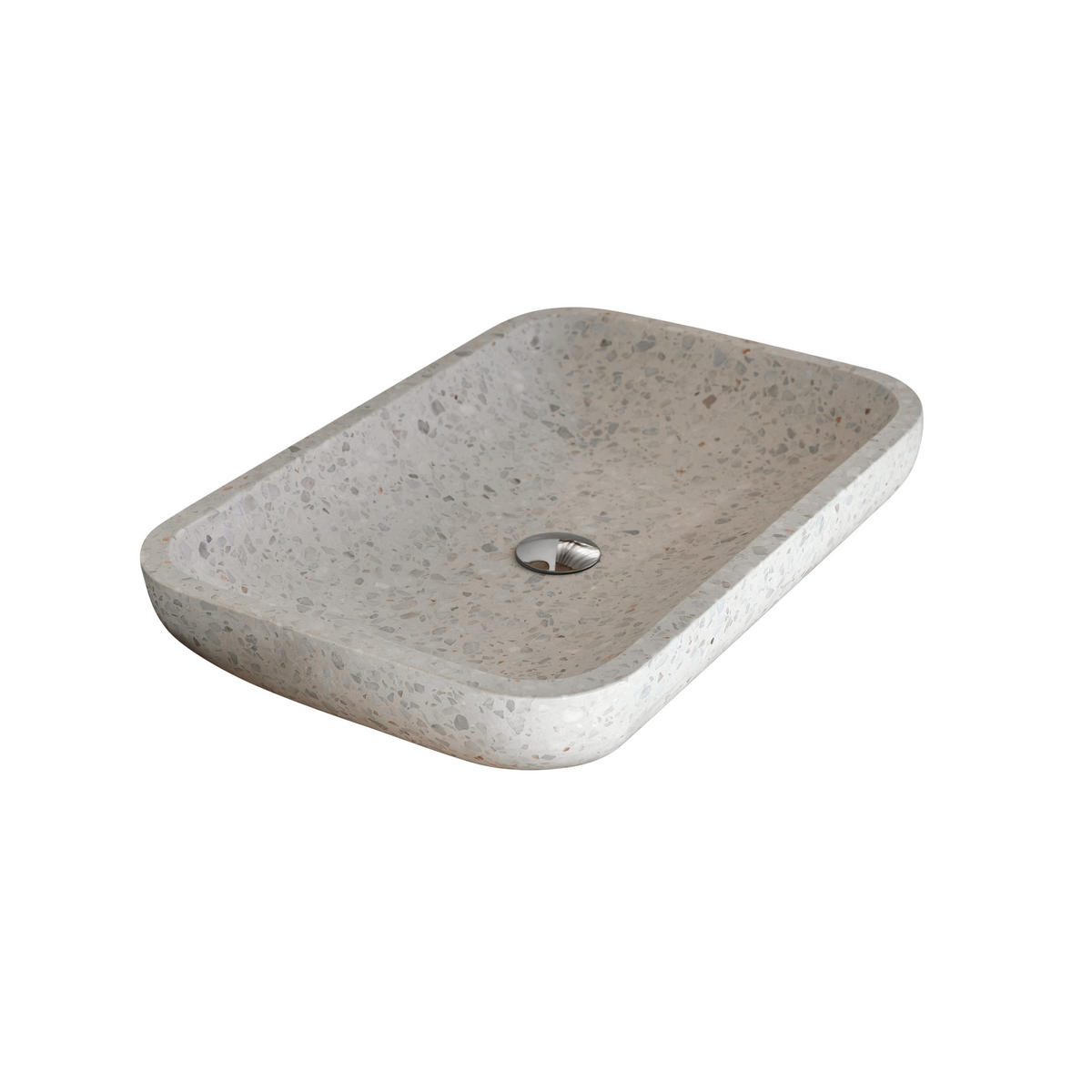 WASCHBECKEN Cilas Weiß aus Premium-Terrazzo - Weiß, Stein (60/10/40cm) - Tikamoon