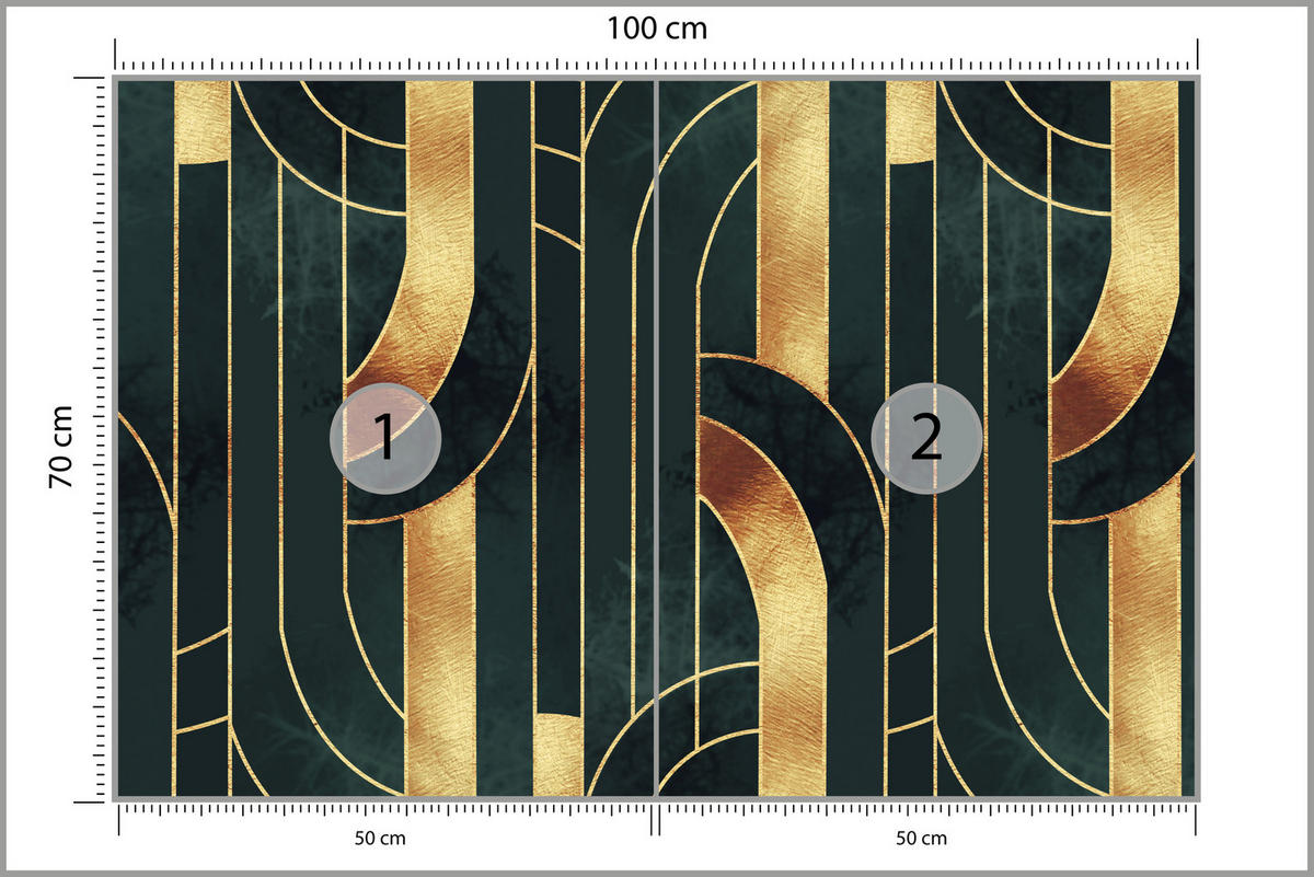 FOTOTAPETE für Büro Imitation Goldene Abstraktion Formen Geometrisch 100x70 - Schwarz, Papier (100/70cm) - Muralo