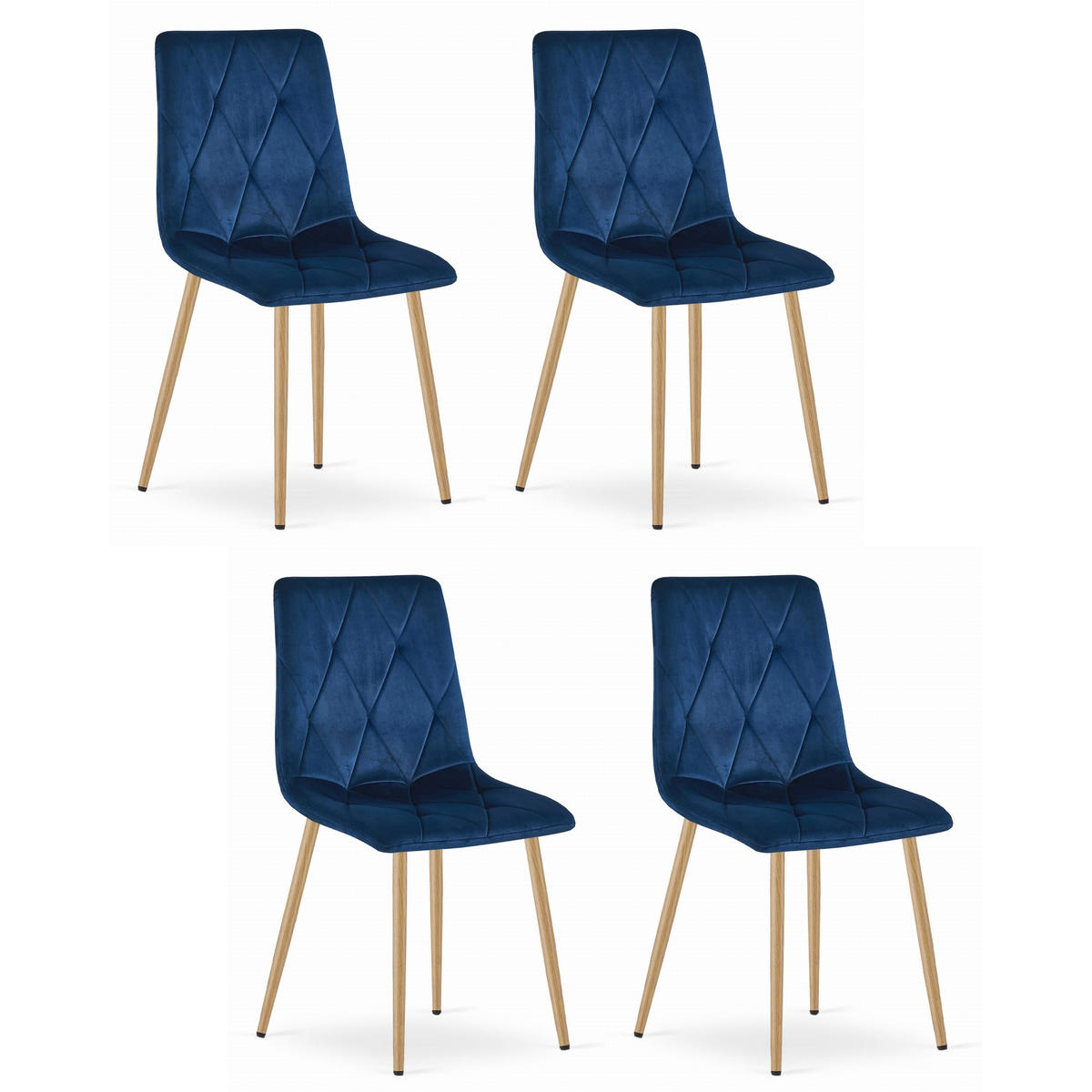 STUHL BOSA 4-er Set, Blau, Metallbeine in Holzfarbe - Schwarz, Textil/Metall (45/89/53cm) - Komodee