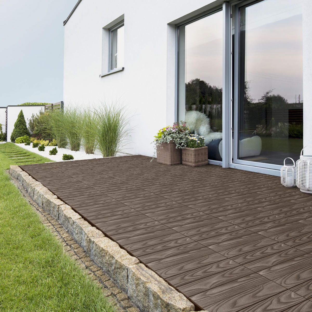 TERRASSENFLIESE Dunkelbraun 22 Stück - Dunkelbraun, Holzwerkstoff (30/30/2.1cm) - ML-DESIGN