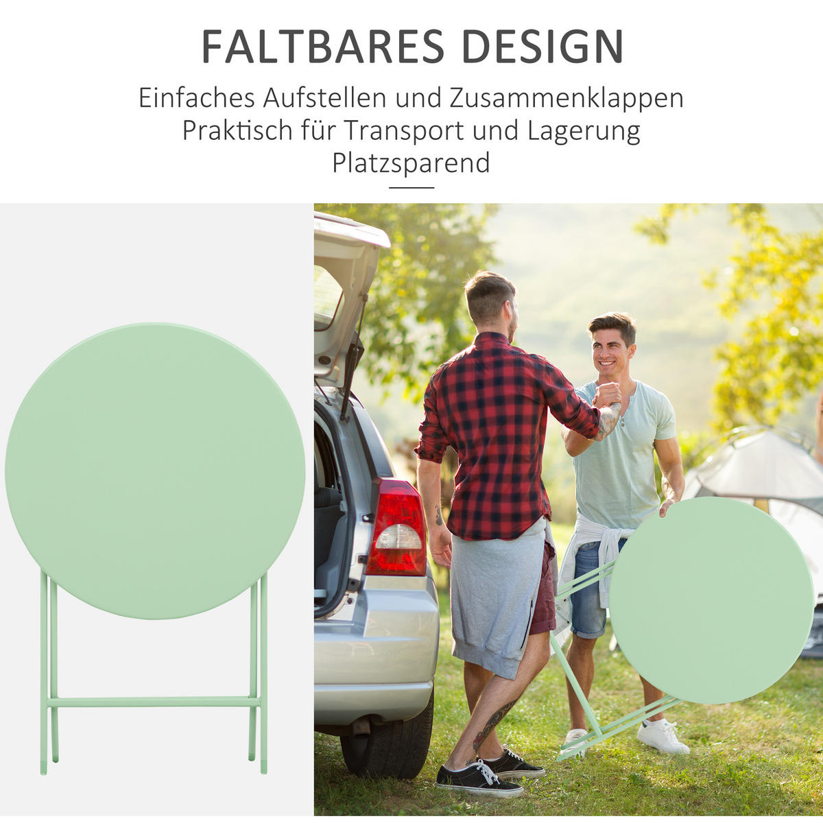 GARTENMÖBEL Set, Metall, Grün - Grün, Metall - Outsunny
