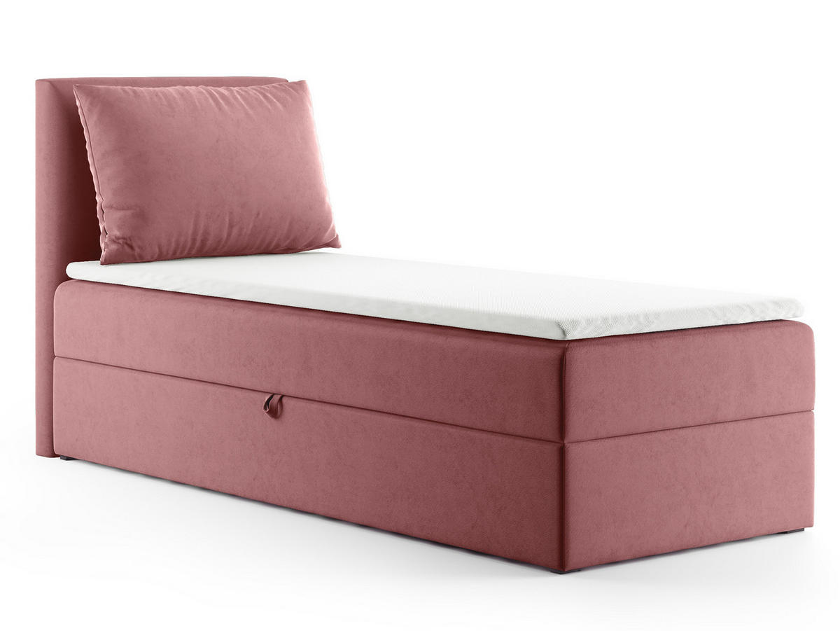 BOXBETT Egro Mini - 80x200 - pink (Kronos 29, Velvet) - Pink/Schwarz, Holz/Holzwerkstoff (80/200cm) - Sofnet