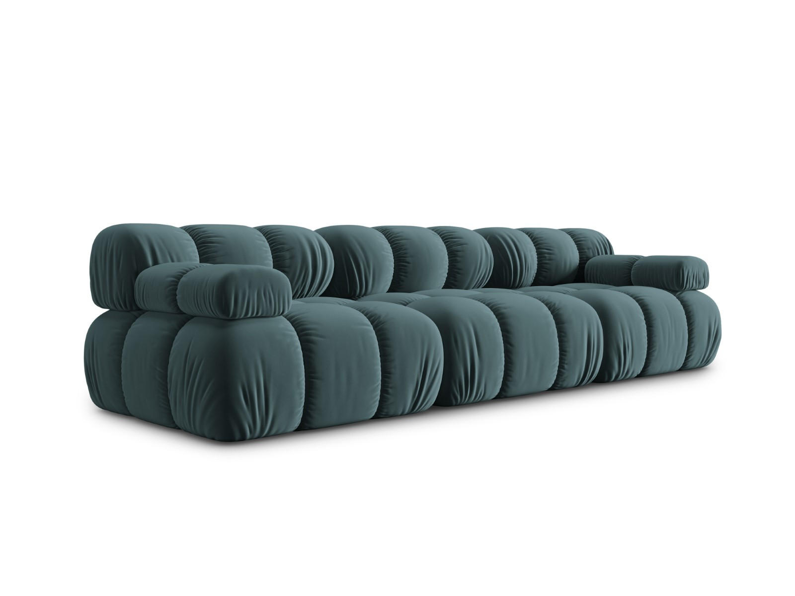 MODULARES-SOFA Bellis aus Samt petrol 3 Sitzplätze - Petrol, Textil (94/63/282cm) - Micadoni
