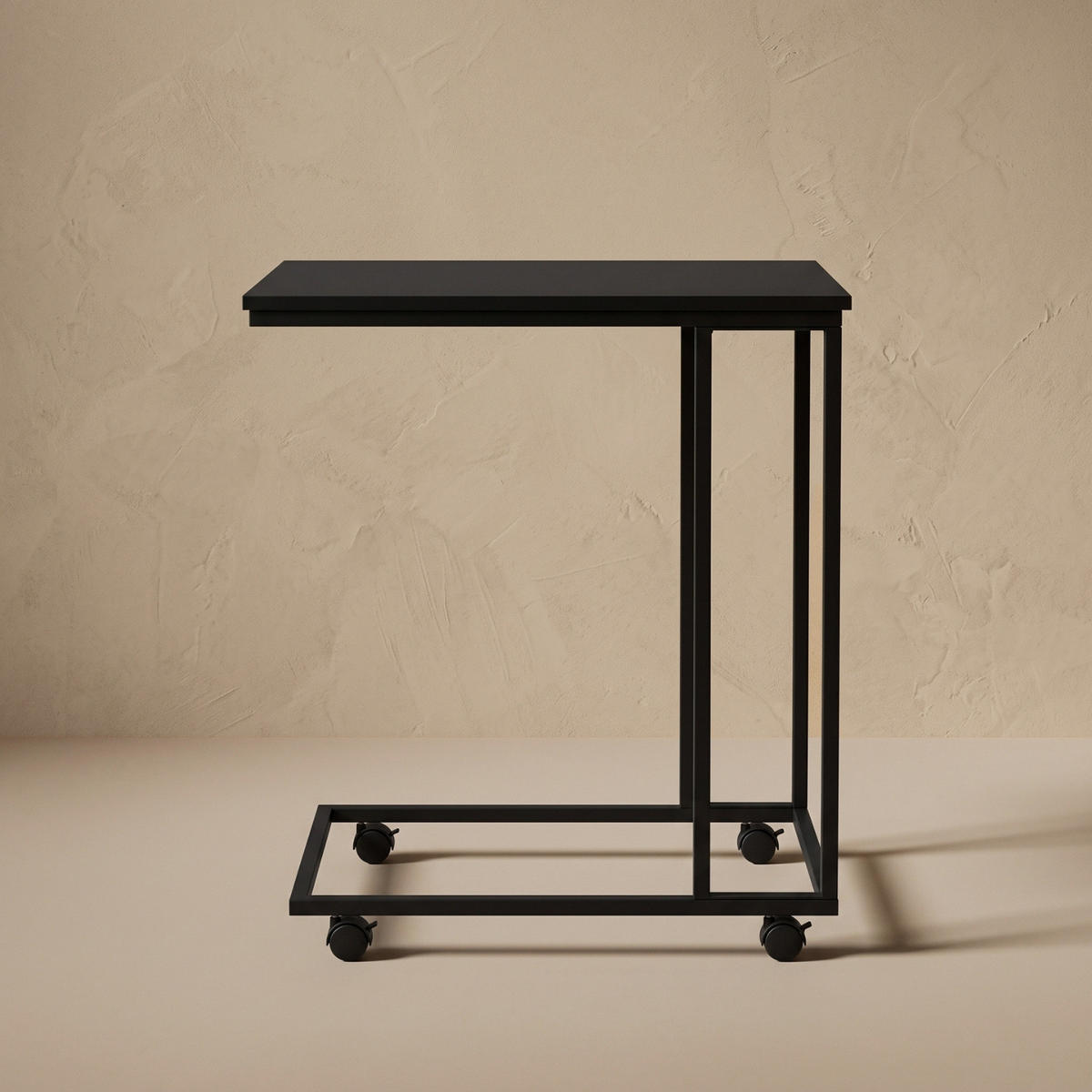BEISTELLTISCH mit Rollen für optionalen Anbau Schwarz 35/50/61 cm - Schwarz, Metall (35/50/61cm) - SCENA LIVING