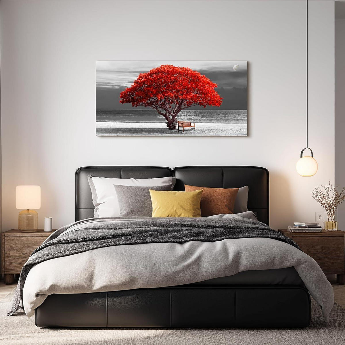 LEINWANDBILD Baum des Lebens 59 x 119 cm Rot Schwarz Weiß - Rot, Papier (60/0.5cm)