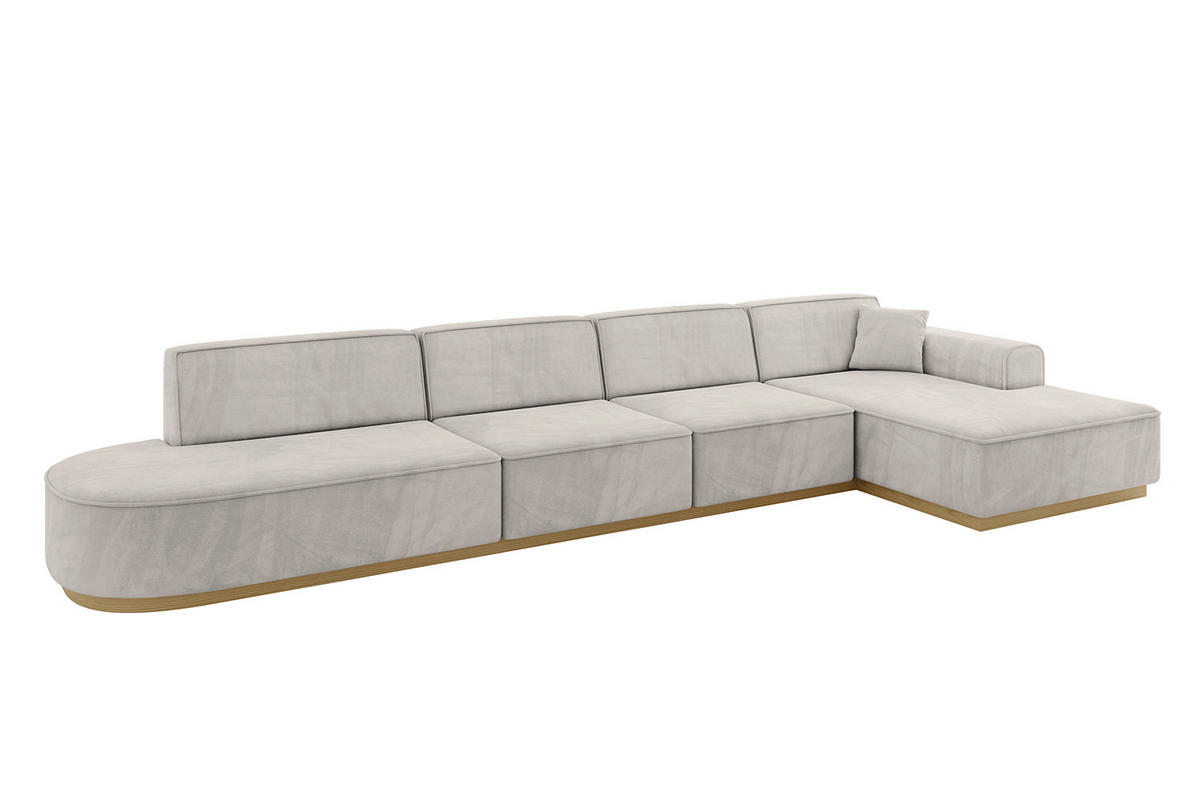 ECKSOFA Ottomane Rechts IREA-L3-v2 - 413x171x83 cm Hellbraun - Hellbraun, Holzwerkstoff/Textil (171/413cm) - ALTDECOR