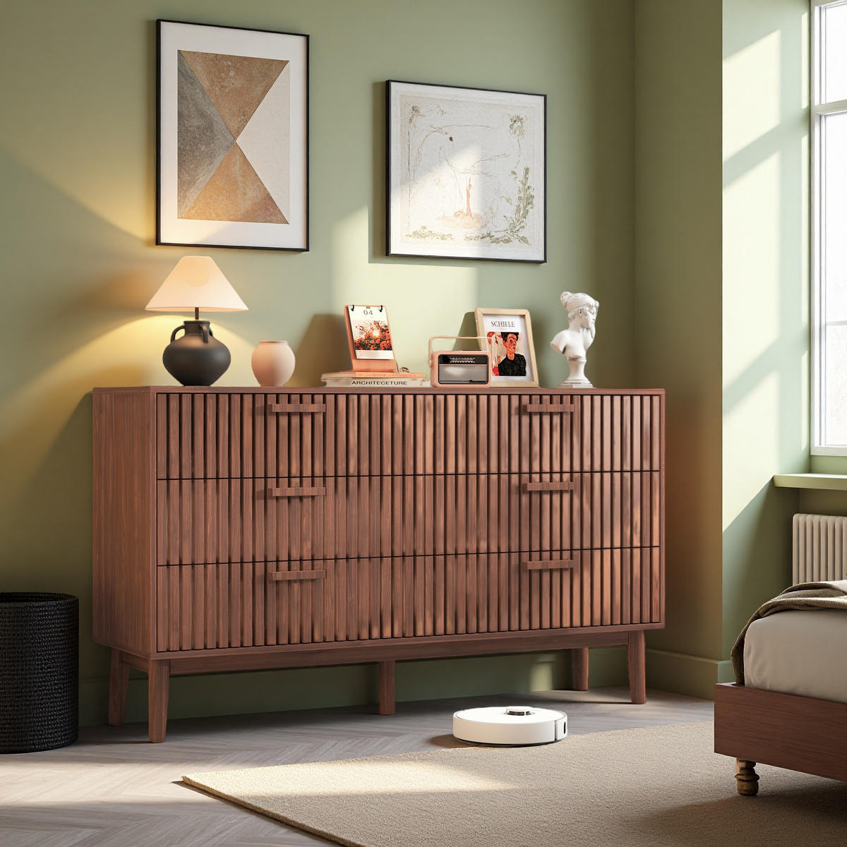 KOMMODE 6 Schubladen Nussbaum Modern - Nussbaumfarben, Holz (34/100/73cm) - SHOPENTRA
