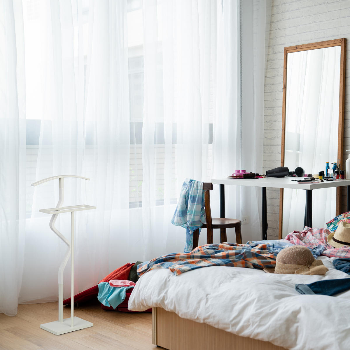 HERRENDIENER - Weiß, Holzwerkstoff/Metall (47.5/107/20cm) - Relaxdays