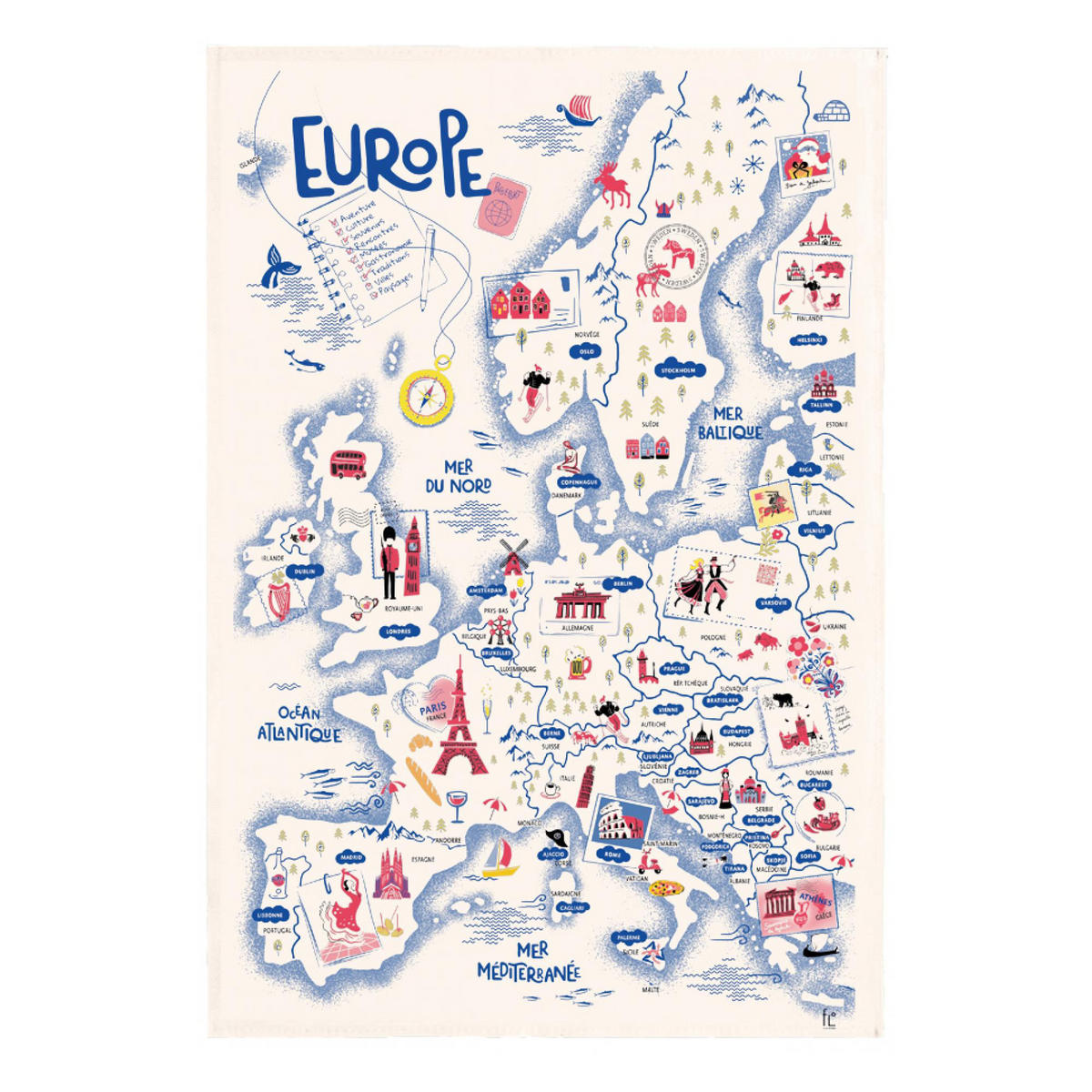 GESCHIRRTUCH Europe ekrü 48 x 72 cm - Weiß, Textil (48/72cm) - Winkler