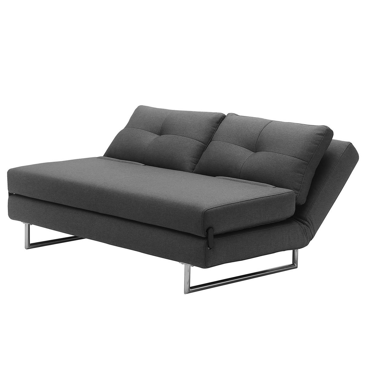 SCHLAFSOFA - Webstoff - Chromfarben/Dunkelgrau, Textil/Metall (150/85/88cm) - home24