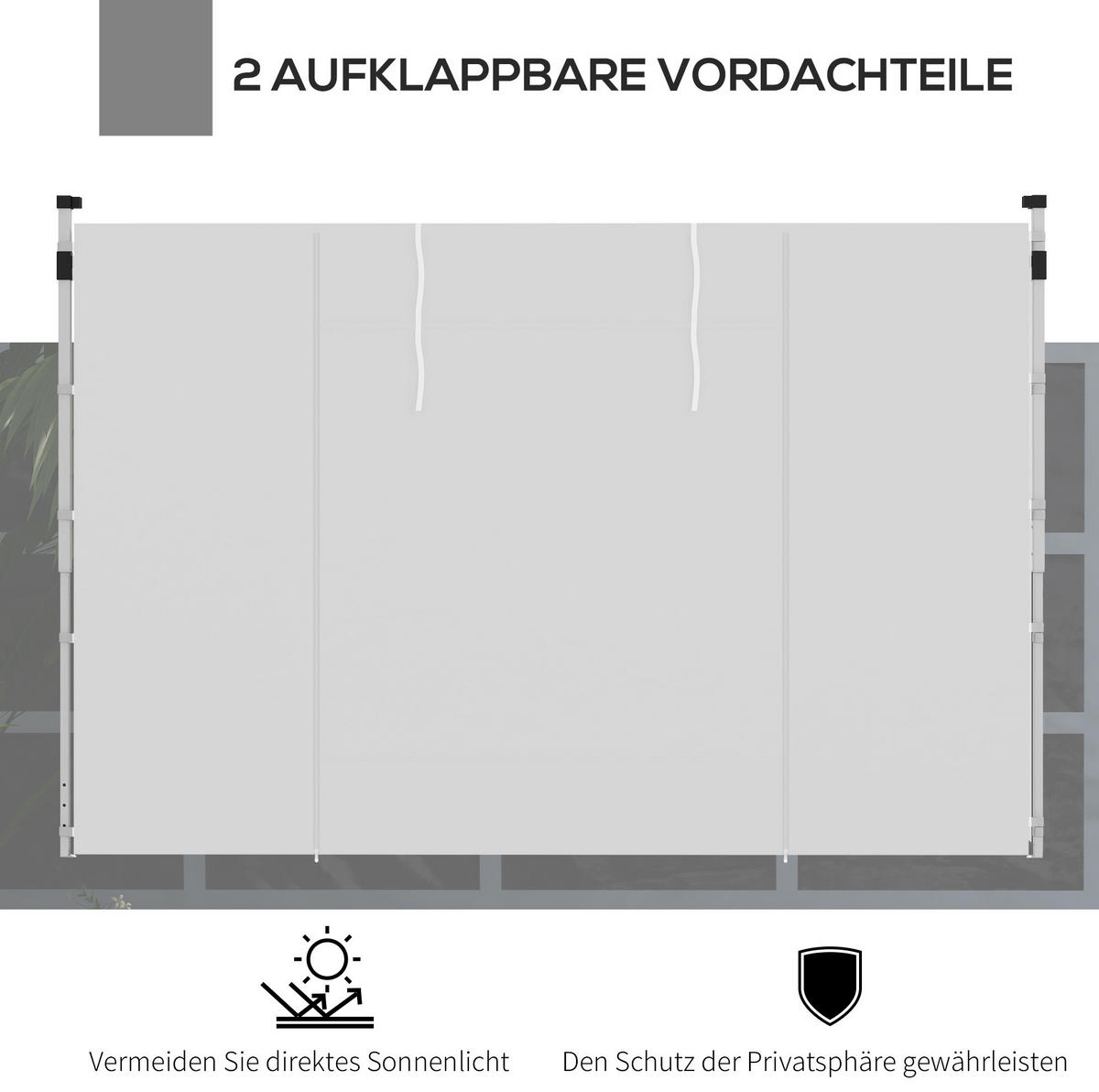 PAVILLON-SEITENWÄNDE 295/195 cm 2er-Set mit Fenster und Reißverschlusstür aus Polyester, Weiß - Weiß, Textil (195/195/295cm) - Redom
