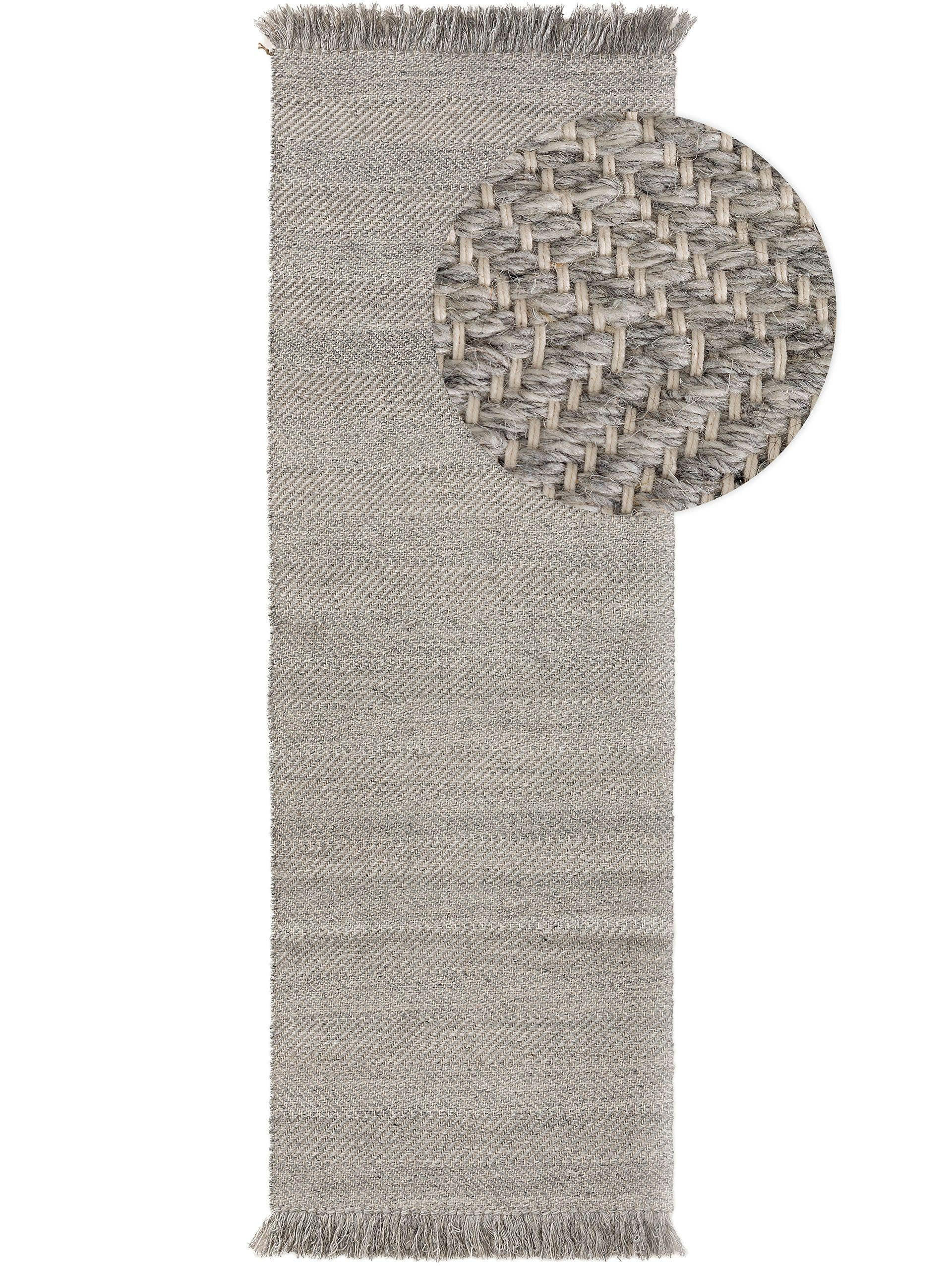 WOLLTEPPICH-LÄUFER Lars Hellgrau 70x200 cm - Hellgrau, Textil (70/200cm) - benuta Pure