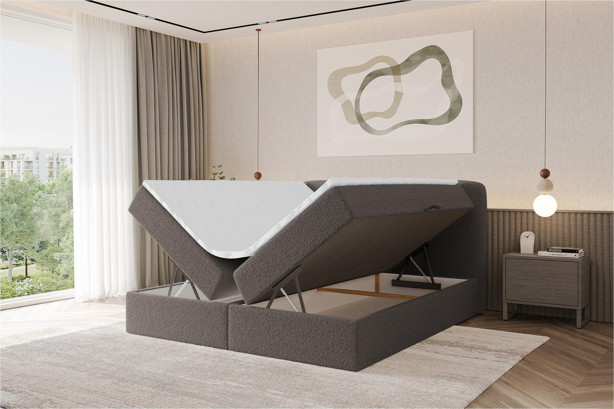 BOXBETT mit Matratze H4 - NINA - 160x200 cm Braun - Braun, Holzwerkstoff (160/200cm) - ALTDECOR