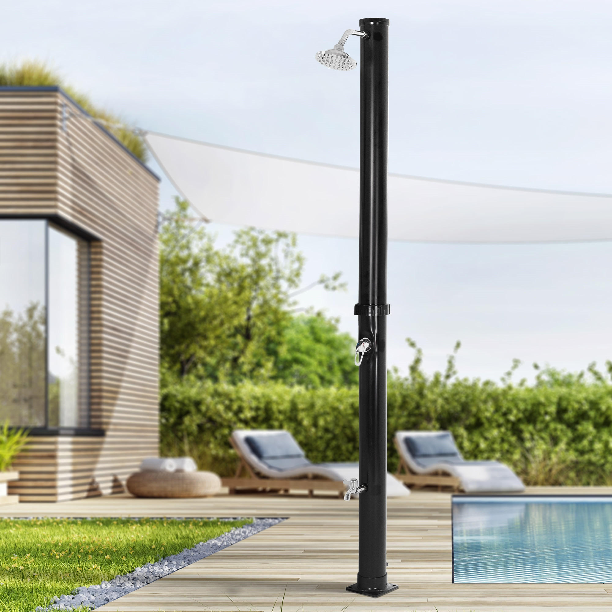 SOLARDUSCHE - Schwarz, Kunststoff (12.5/210/40cm) - ML-DESIGN