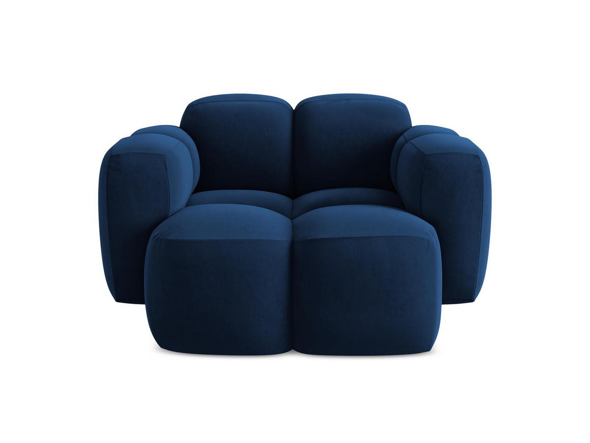 SESSEL Samt Stoff Blau - Blau/Schwarz, Holzwerkstoff/Kunststoff (120/72/115cm) - Makamii