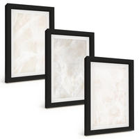 BILDER SET 3er Set - 20x30 cm Schwarzer Rahmen - Die Struktur von elegantem Marmor - Schwarz, Kunststoff (20/30cm) - TULUP